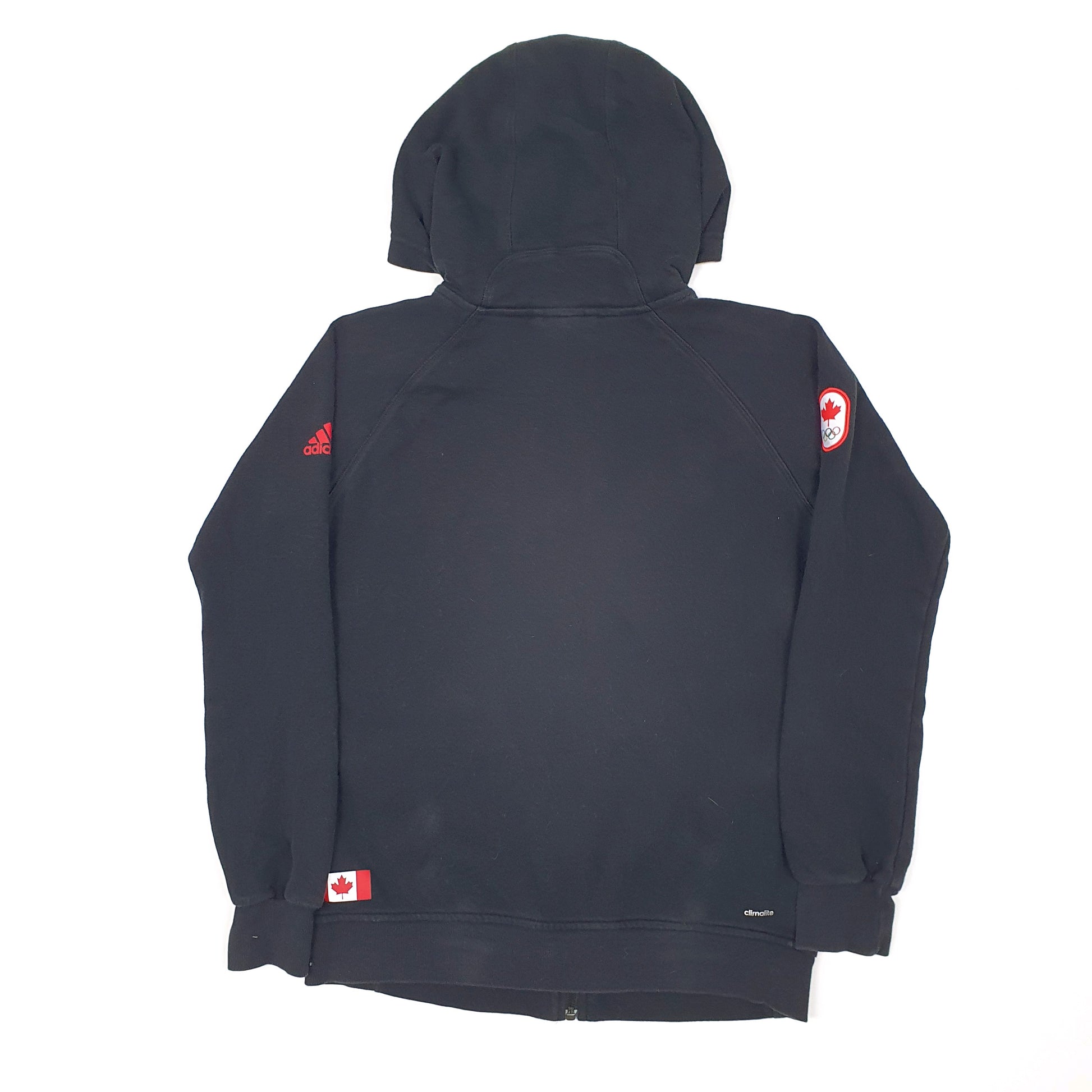 Womens Black Adidas Olympics Canada Hoodie Full Zip Jumper