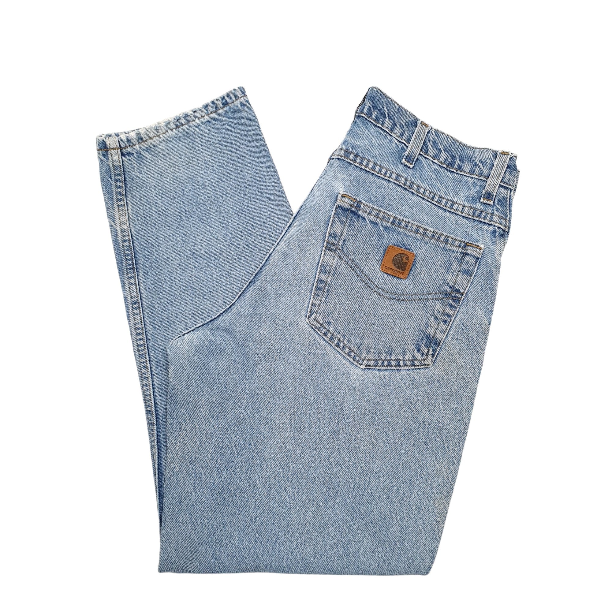 Mens Carhartt Carpenter Tapered Fit Blue Jeans W32 L30 – Bundl