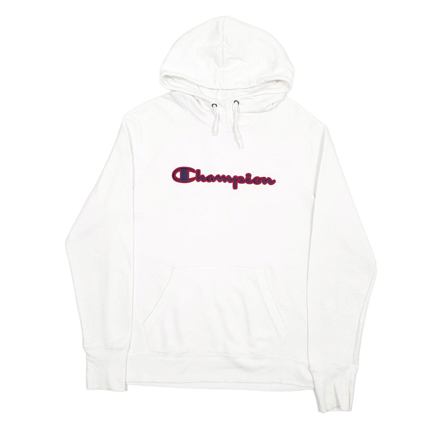 Mens White Champion Spellout Hoodie Jumper