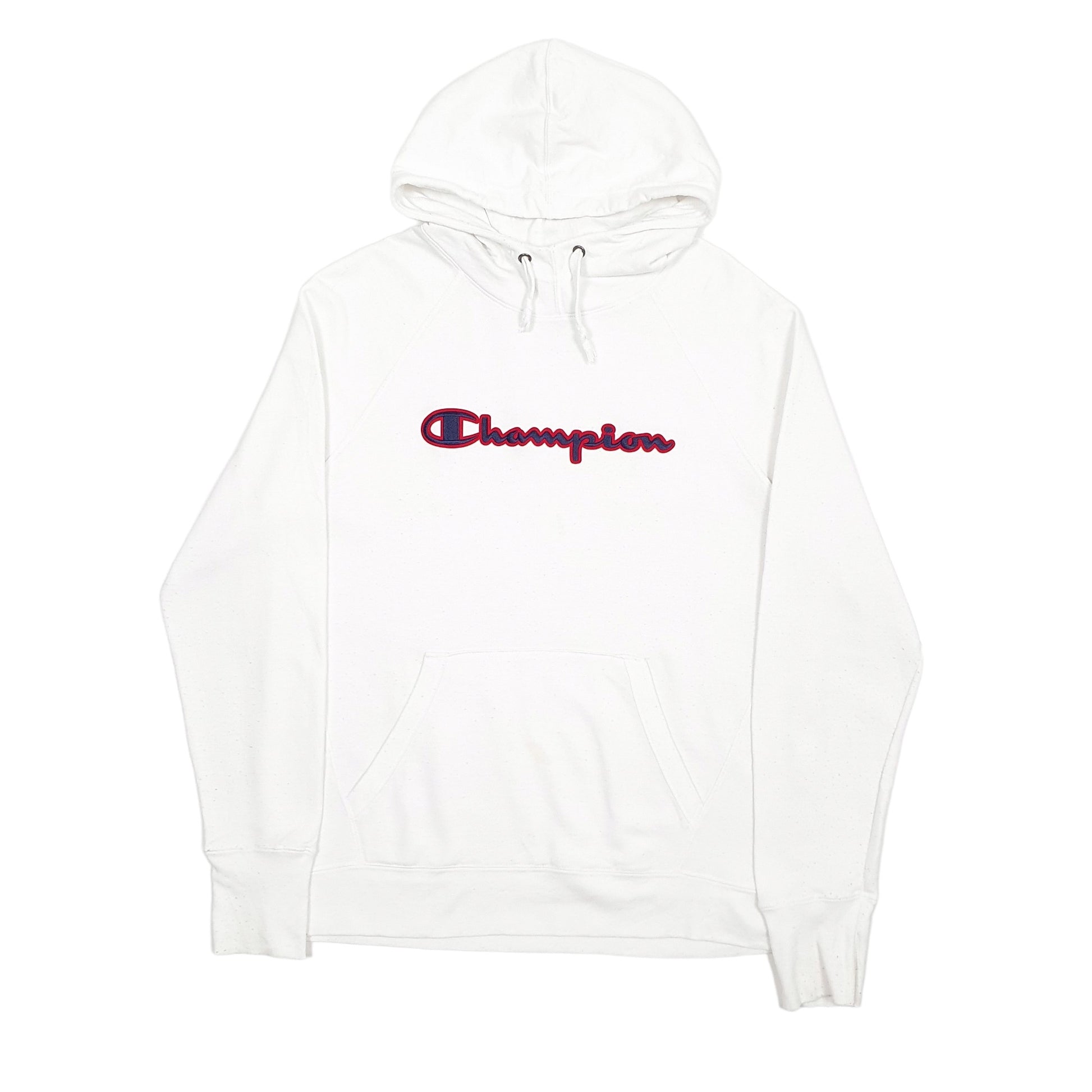 Mens White Champion Spellout Hoodie Jumper