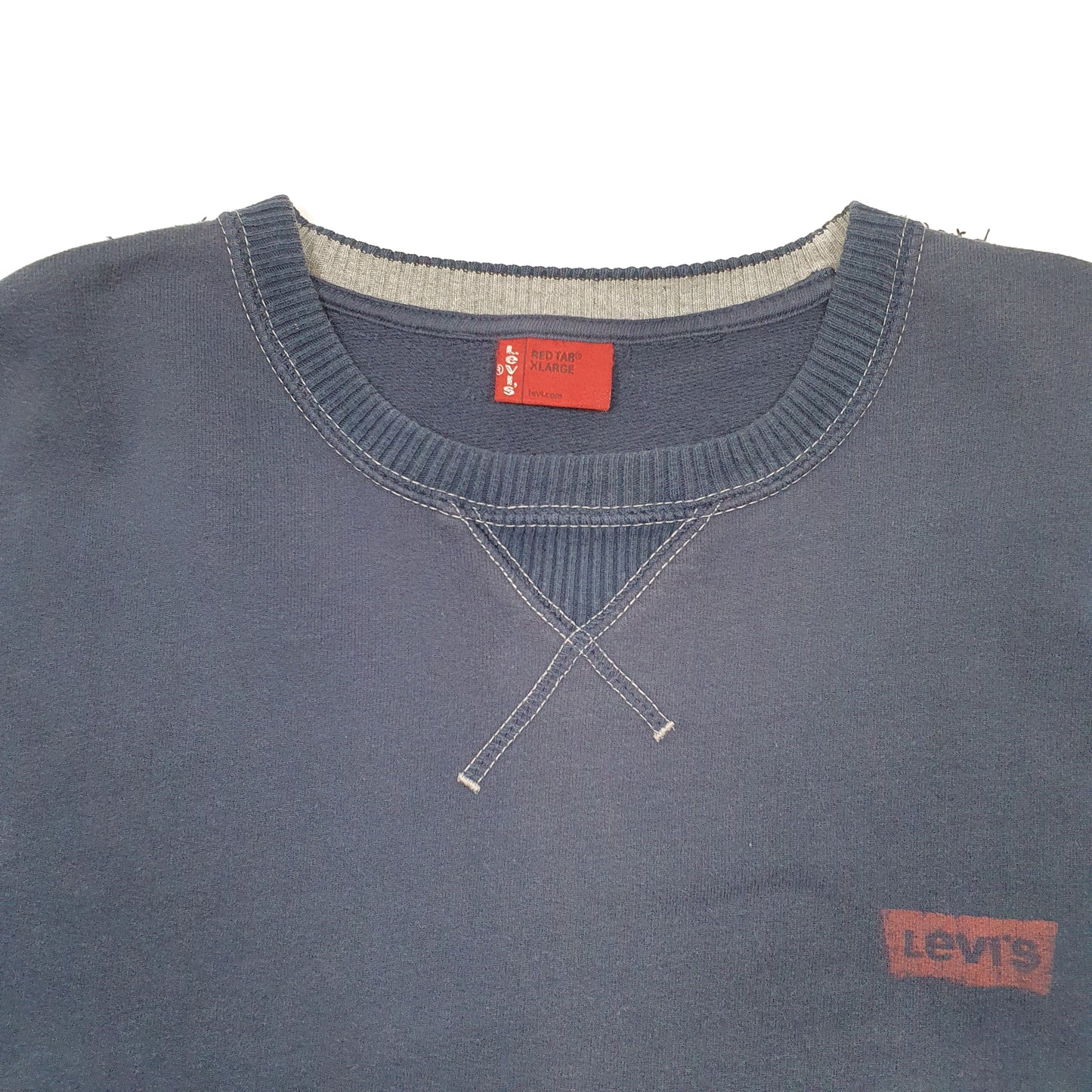 Mens Navy Levis Red Tab Crewneck Jumper