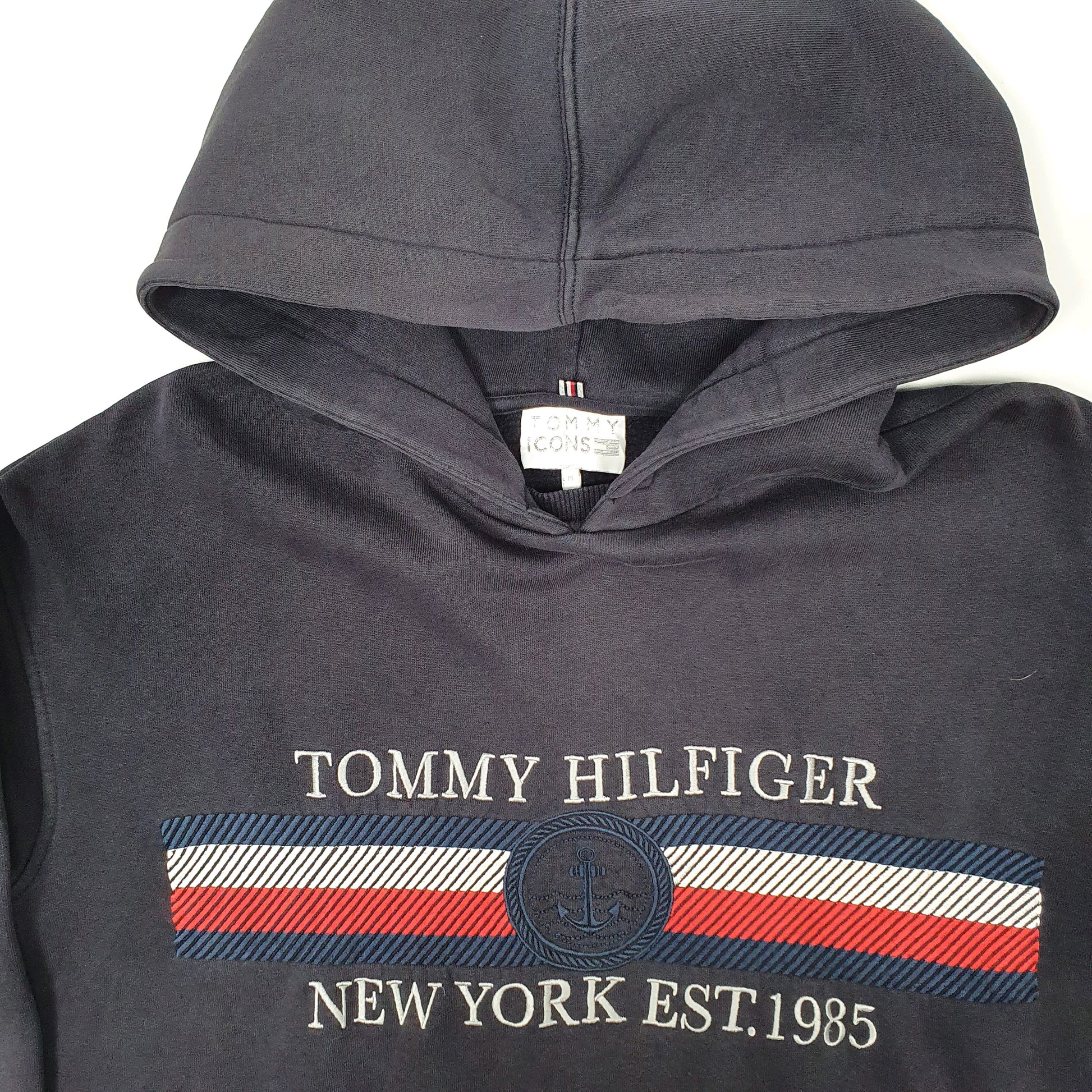 Womens Navy Tommy Hilfiger Icons Spellout Hoodie Jumper