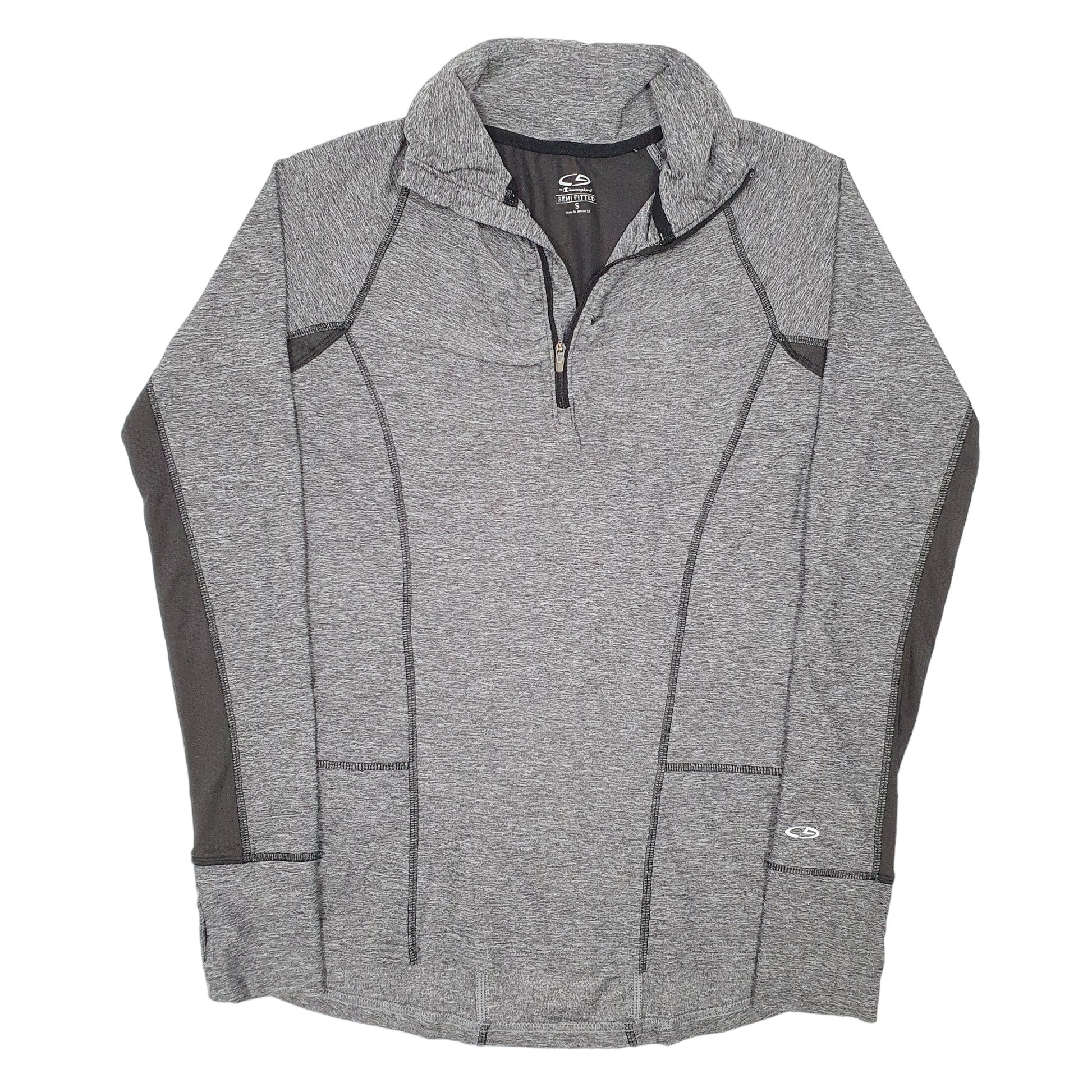Womens Grey Champion Active Gym Running Quarter Zip Jumper