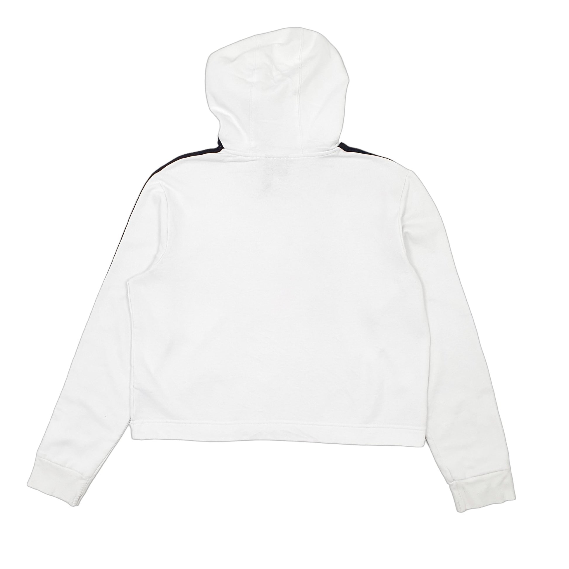 Womens White Adidas Crop Top Hoodie Jumper