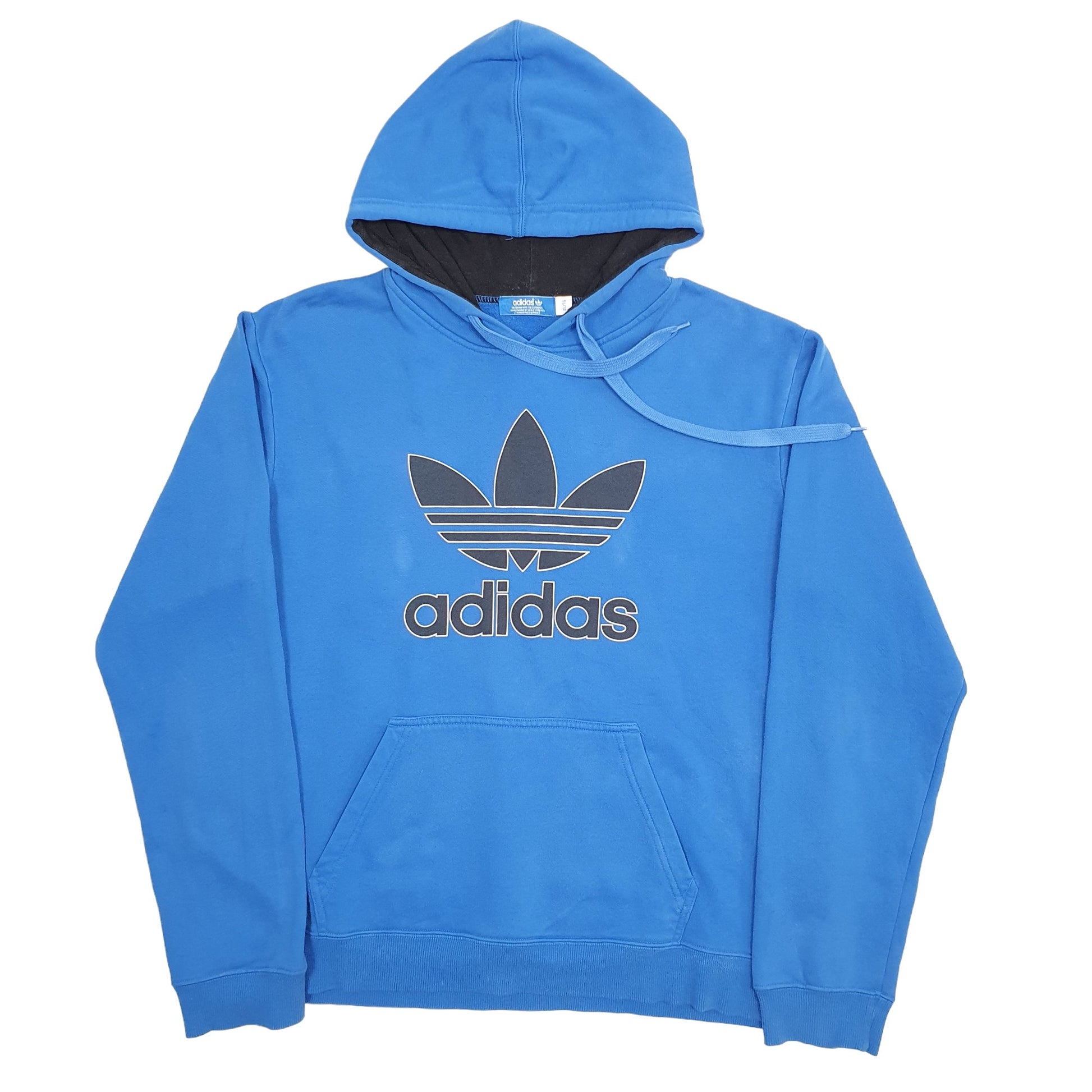 Mens Blue Adidas Spellout Hoodie Jumper