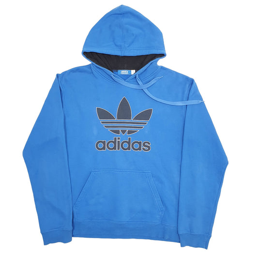 Mens Blue Adidas Spellout Hoodie Jumper