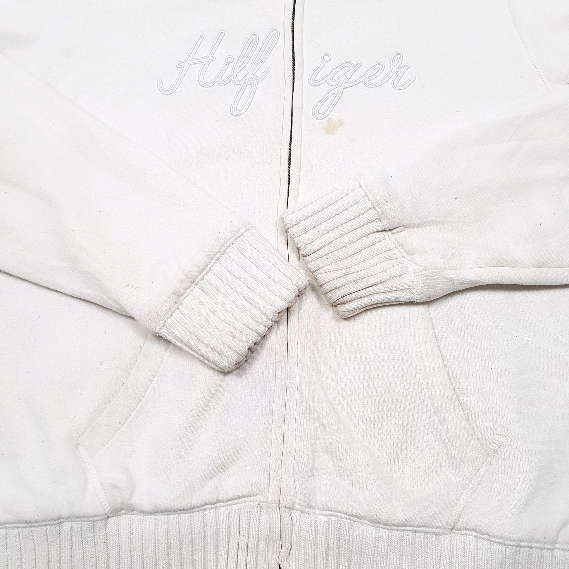 Womens Cream Tommy Hilfiger Hoodie Fleece Full Zip Jumper