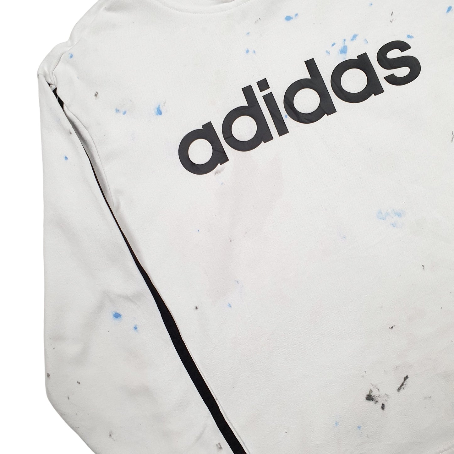 Mens White Adidas Spellout Hoodie Jumper