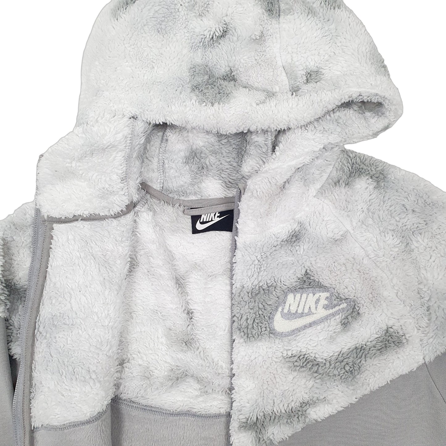 Womens Grey Nike Fluffy Sherpa Full Zip Jumper