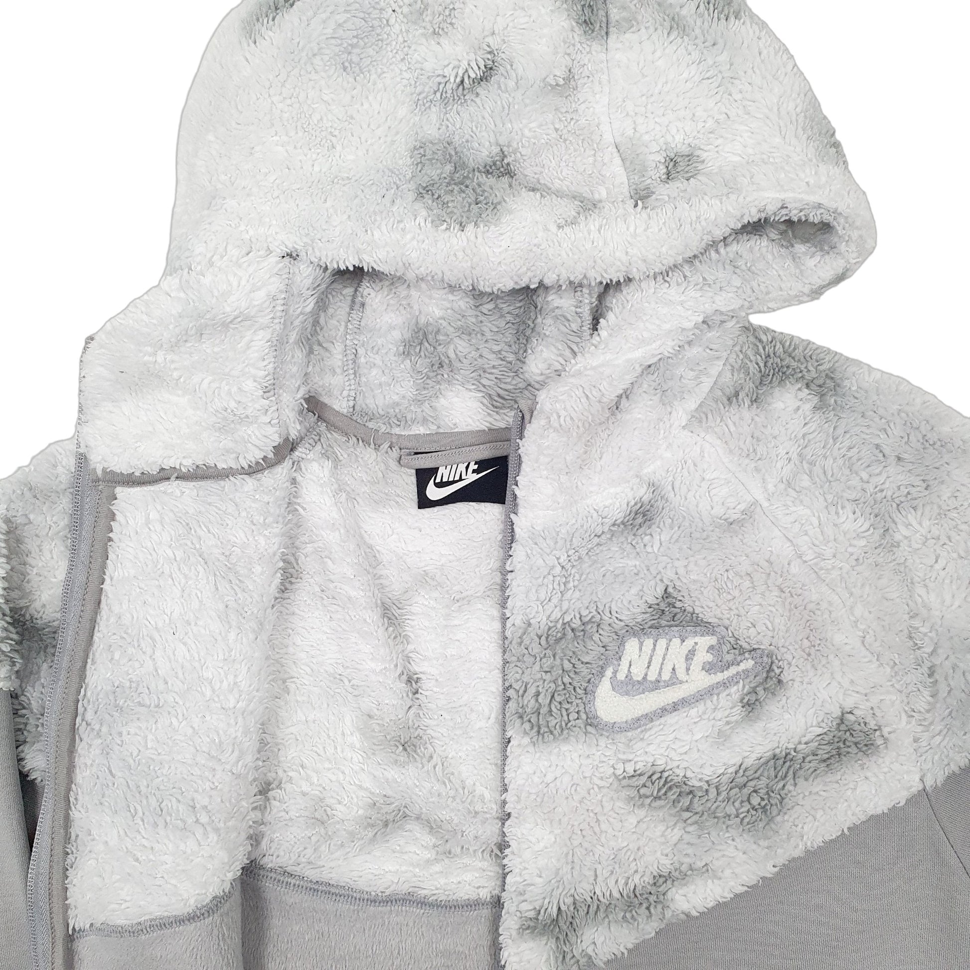 Womens Grey Nike Fluffy Sherpa Full Zip Jumper