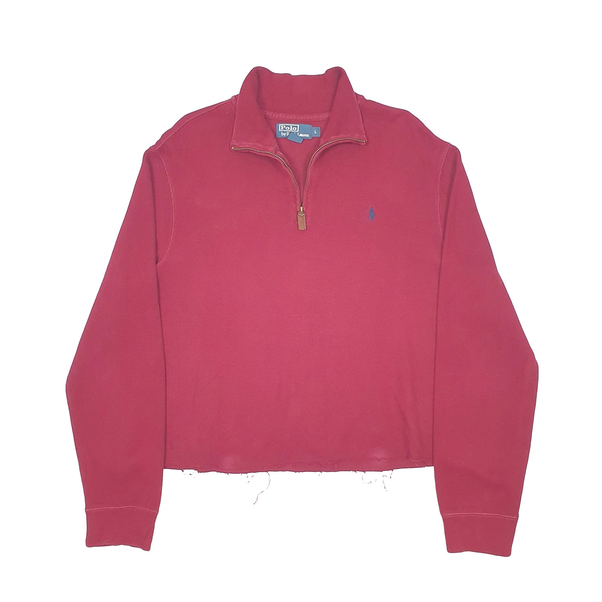 Polo Ralph Lauren Crop Top Quarter Zip L Burgundy