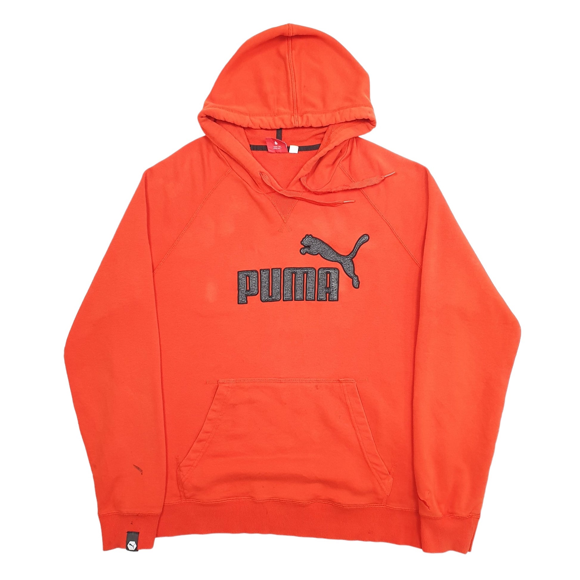 Mens Orange Puma Spellout Hoodie Jumper