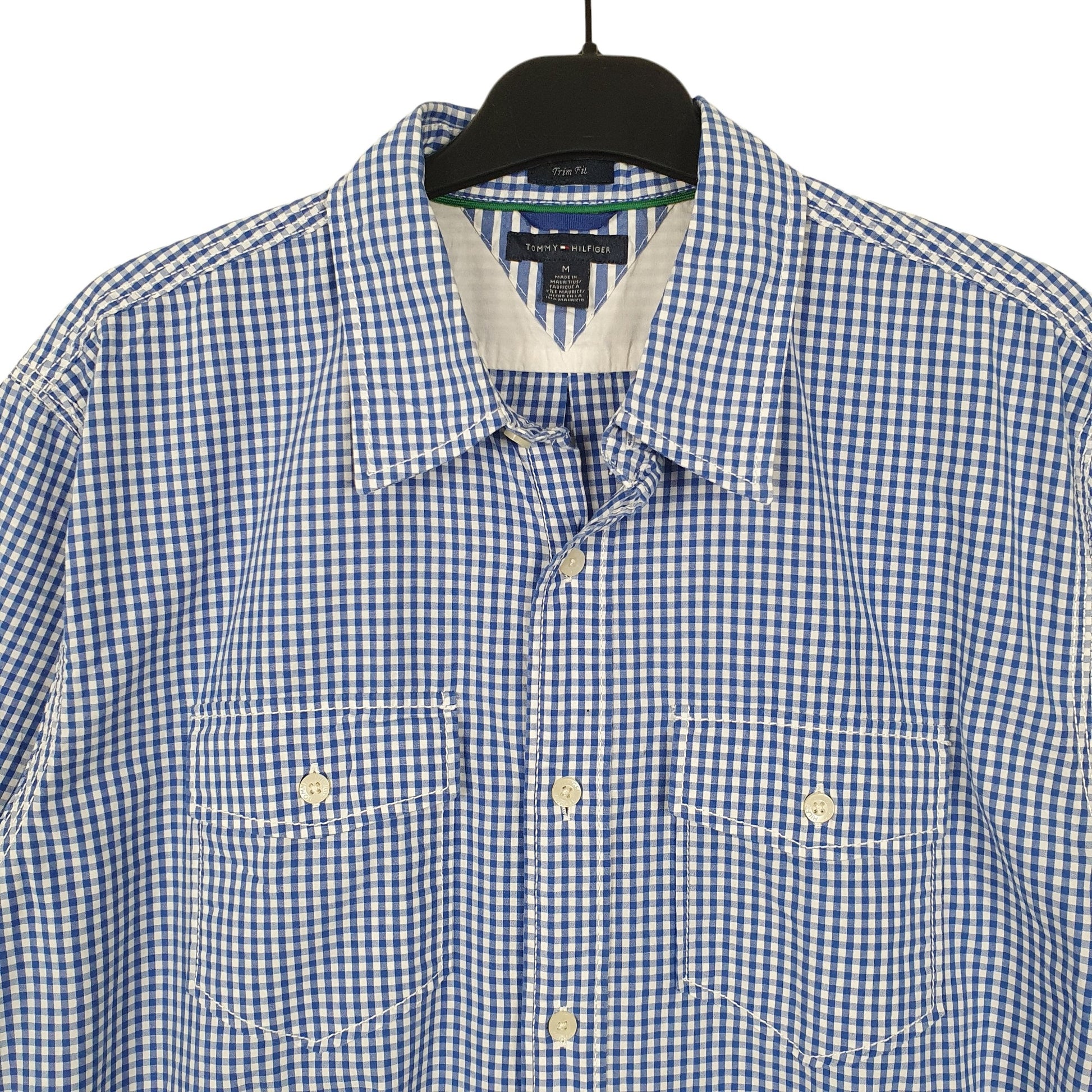 Tommy Hilfiger Short Sleeve Slim Fit Check Shirt Blue