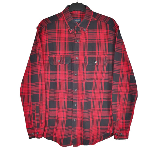 Faded Glory Flannel Shacket Long Sleeve Regular Fit Check Shirt Red