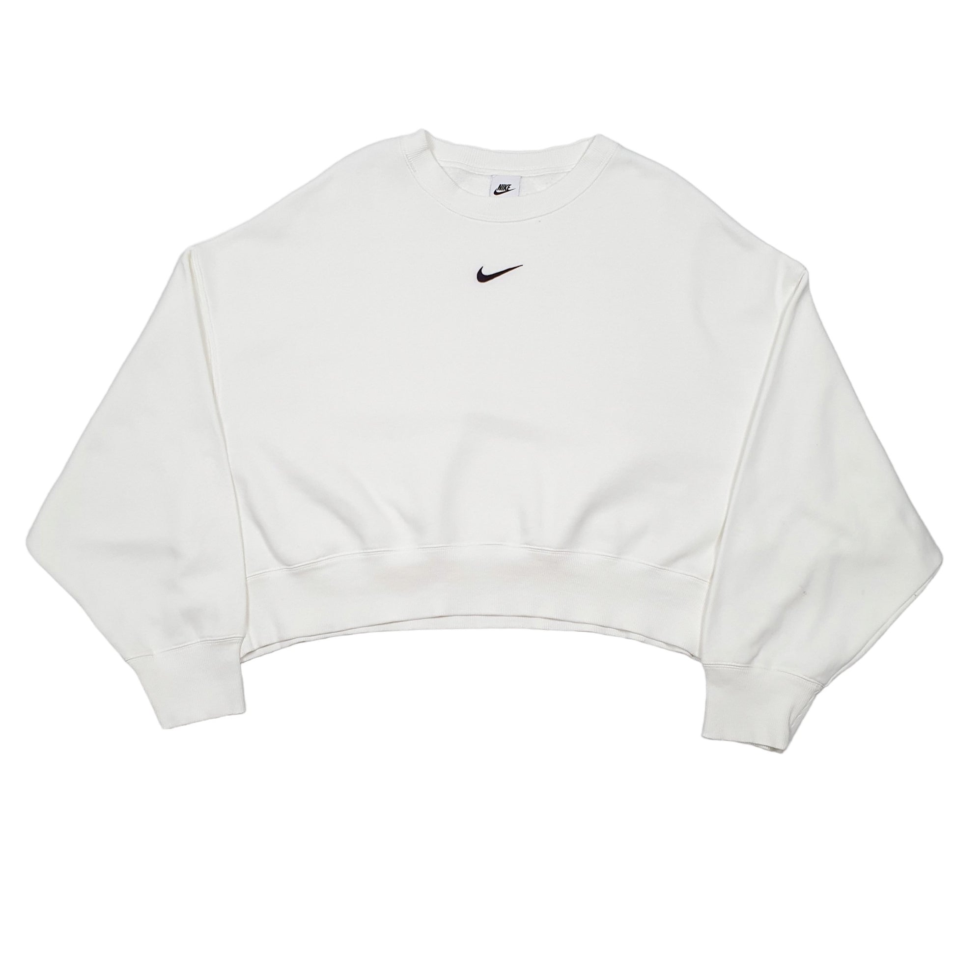 Womens White Nike Cropped Crewneck Jumper