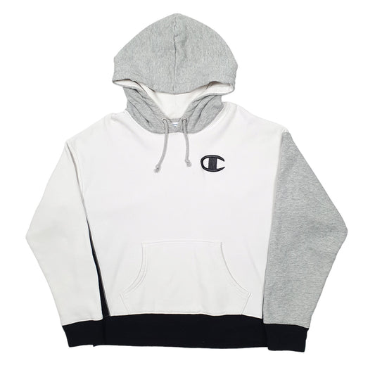 Mens Grey Champion Reverse Weave Spellout Hoodie Jumper