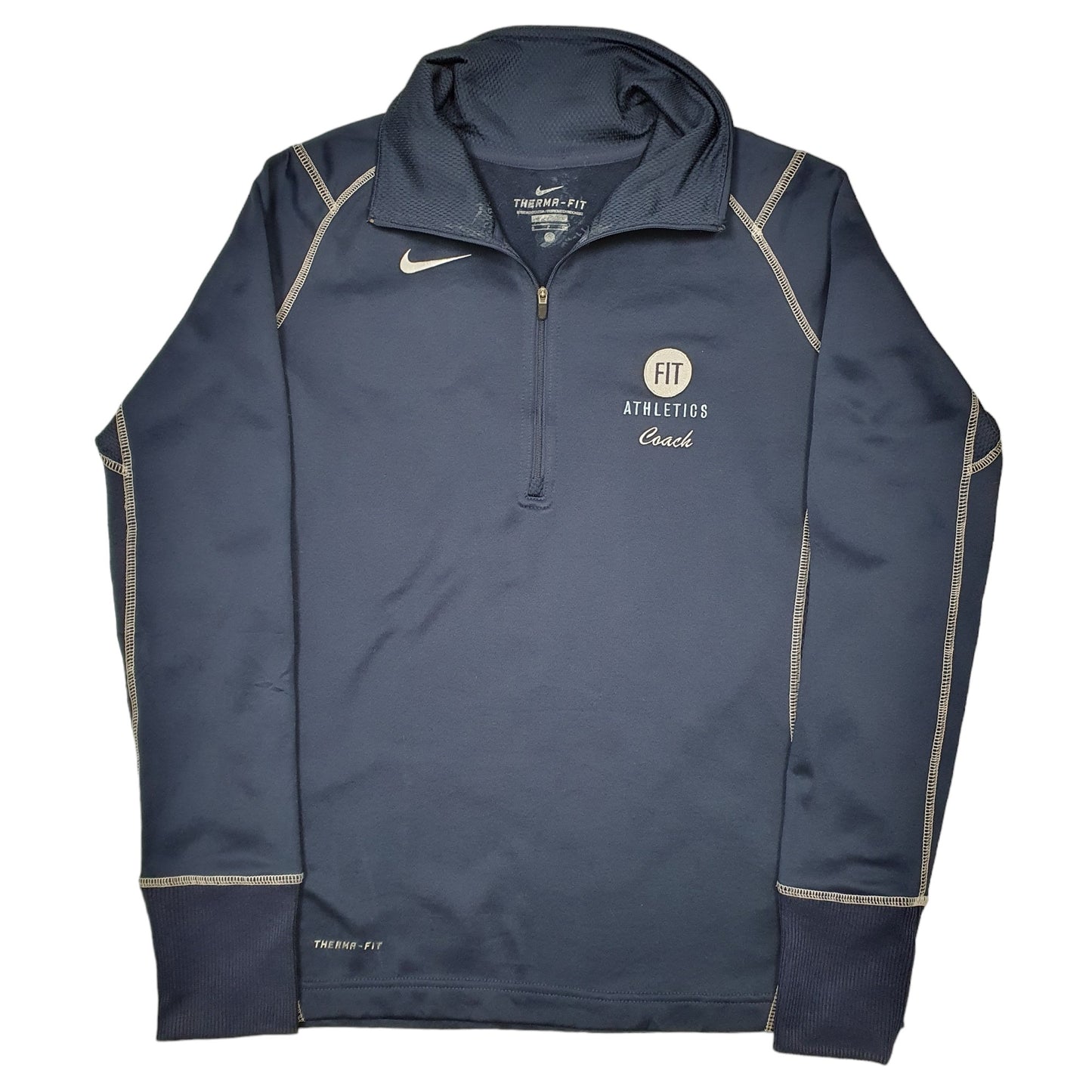 Mens Navy Nike Therma Fit Athletics Coach Quarter Zip Jumper