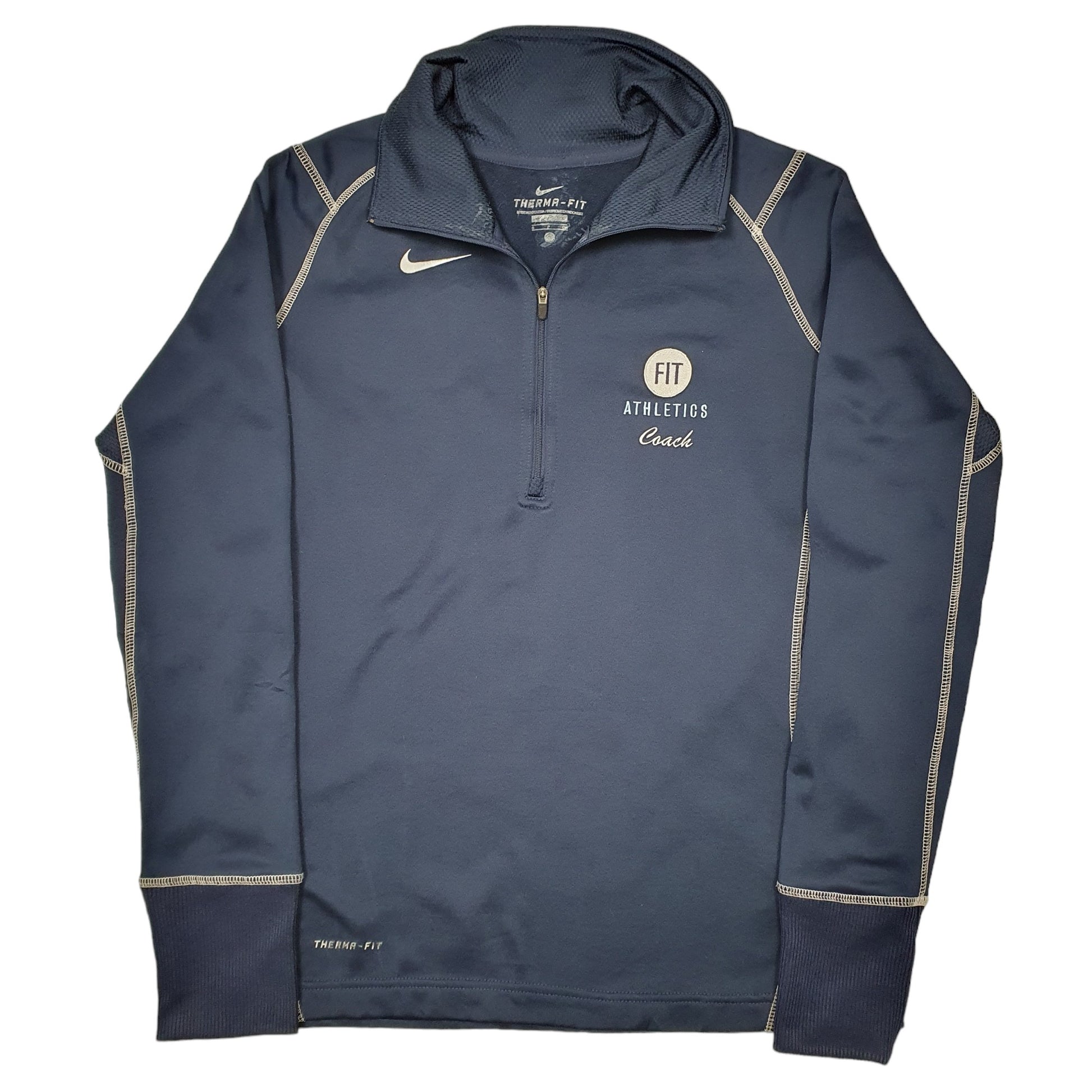 Mens Navy Nike Therma Fit Athletics Coach Quarter Zip Jumper