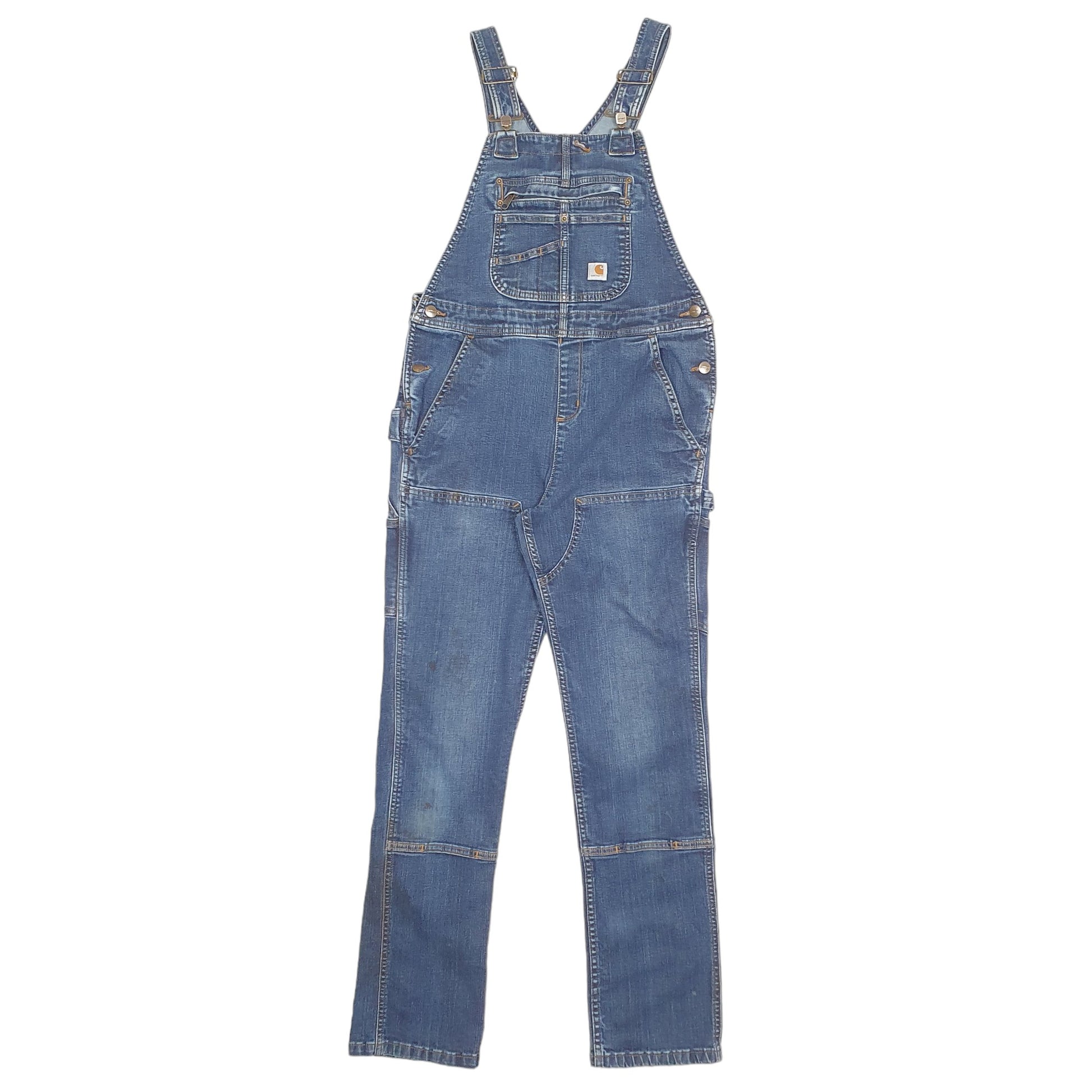 Womens Blue Carhartt Denim Jeans Workwear Bib Overalls Dungaree Trousers