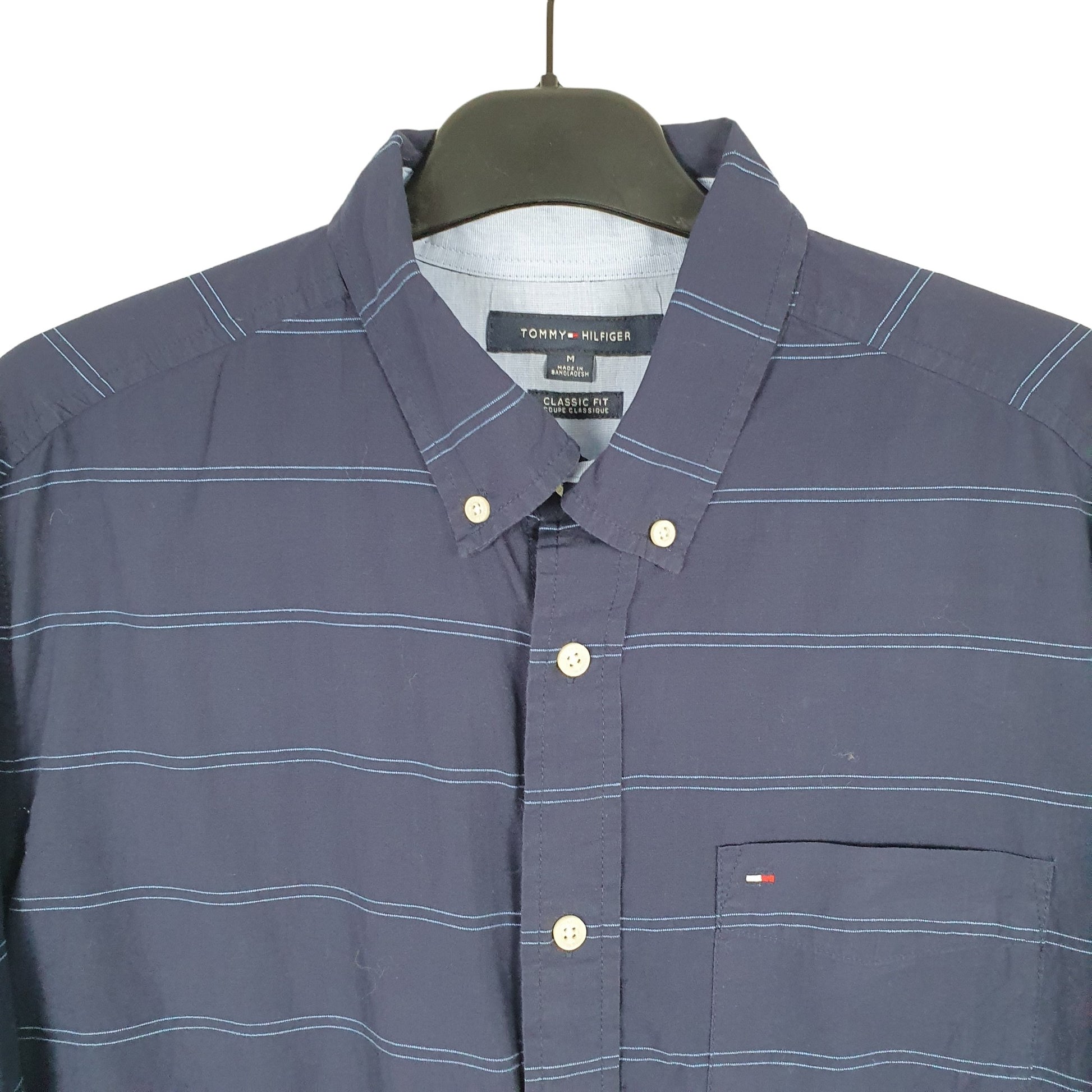 Tommy Hilfiger Long Sleeve Classic Fit Pinstripe Shirt Blue