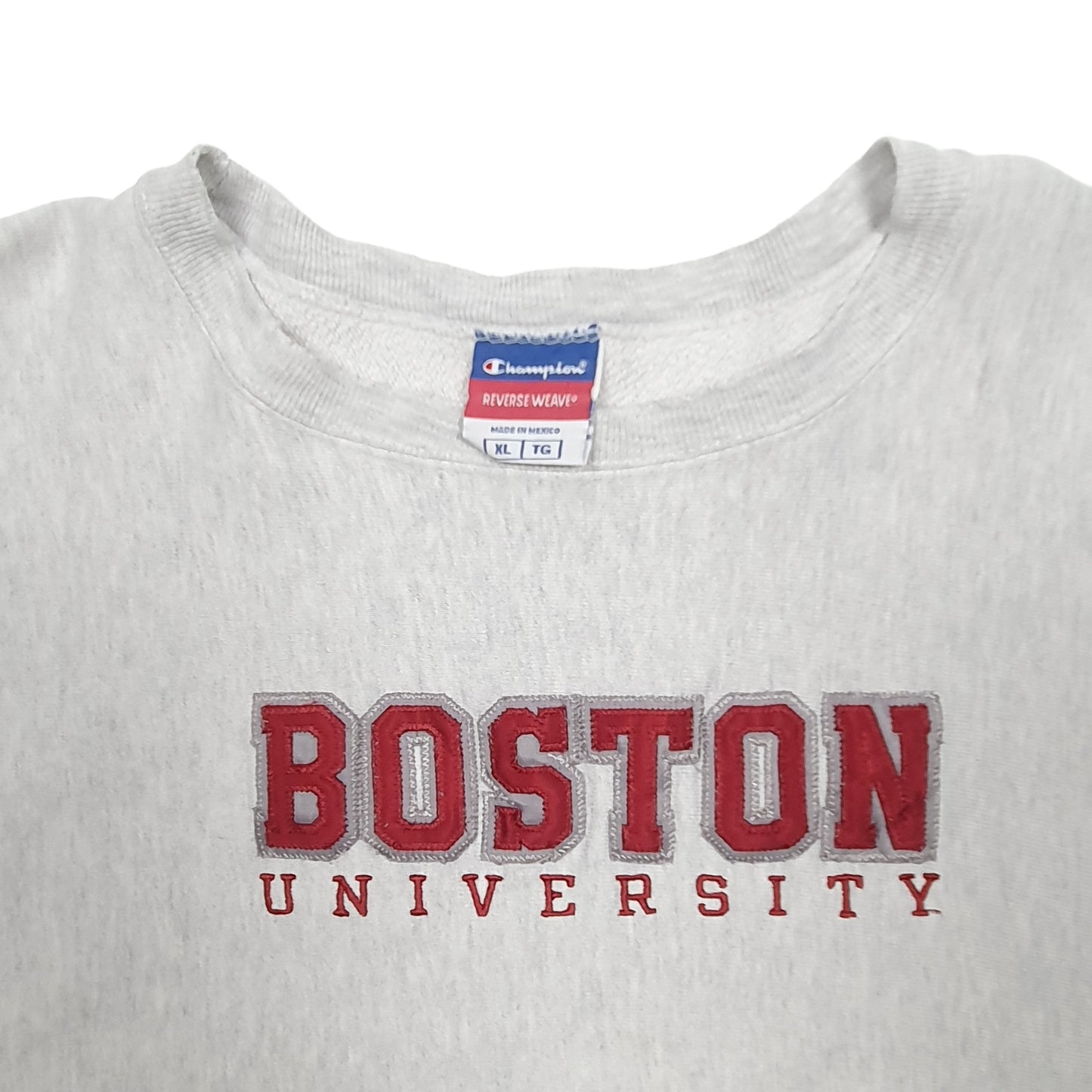 Mens Grey Champion Reverse Weave USA College Boston University Crewneck Jumper
