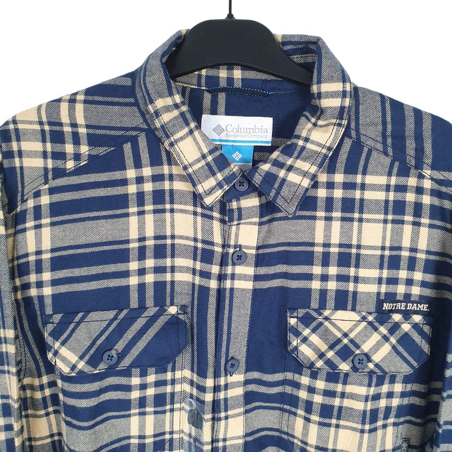 Columbia Long Sleeve Regular Fit Check Flannel Shirt Shacket Blue