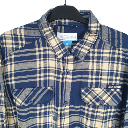 Columbia Long Sleeve Regular Fit Check Flannel Shirt Shacket Blue