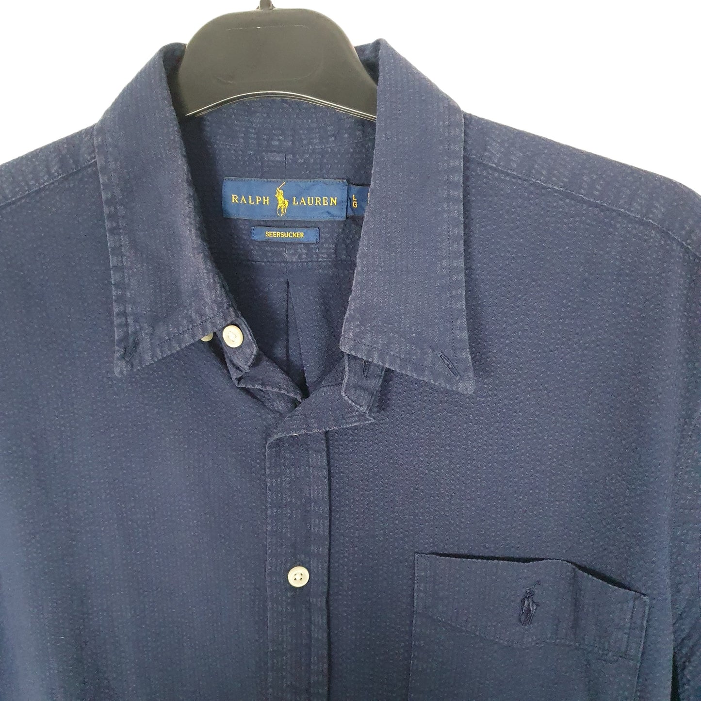 Ralph Lauren Seersucker Short Sleeve Regular Fit Shirt Navy