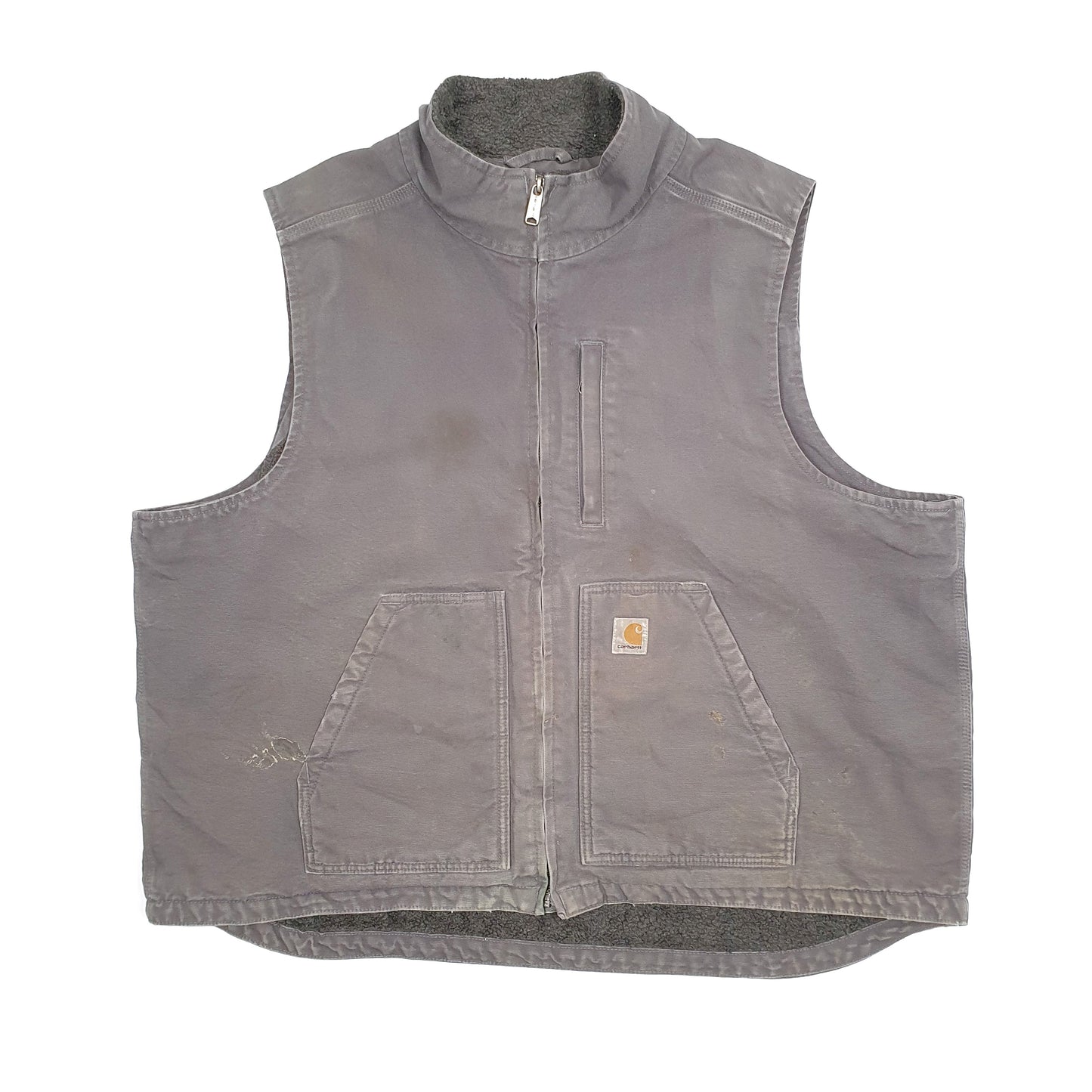 Mens Grey Carhartt Gravel Sherpa Lined Mock Neck Gilet Vest  Coat