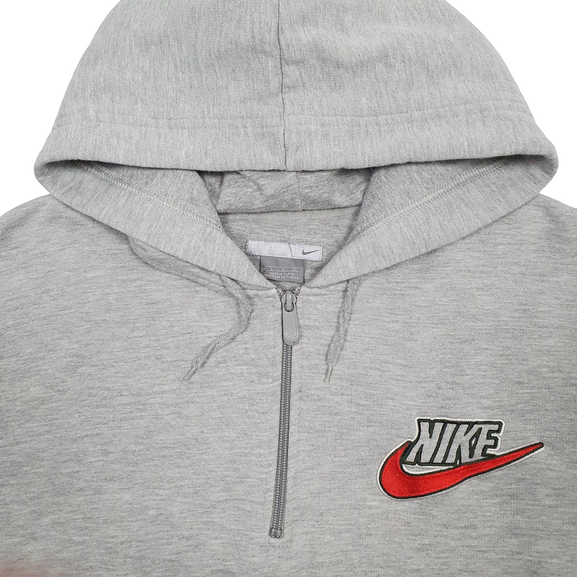 Mens Grey Nike Quarter Zip Vintage 2000s Hoodie Jumper