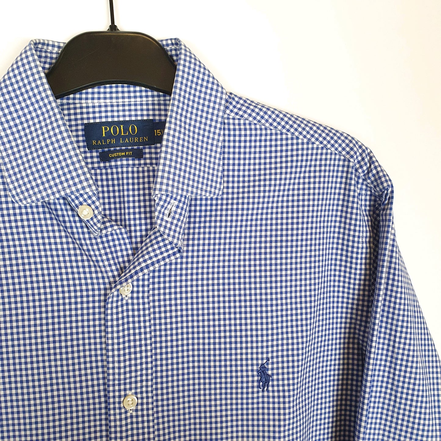 Polo Ralph Lauren Long Sleeve Custom Fit Gingham Shirt Blue