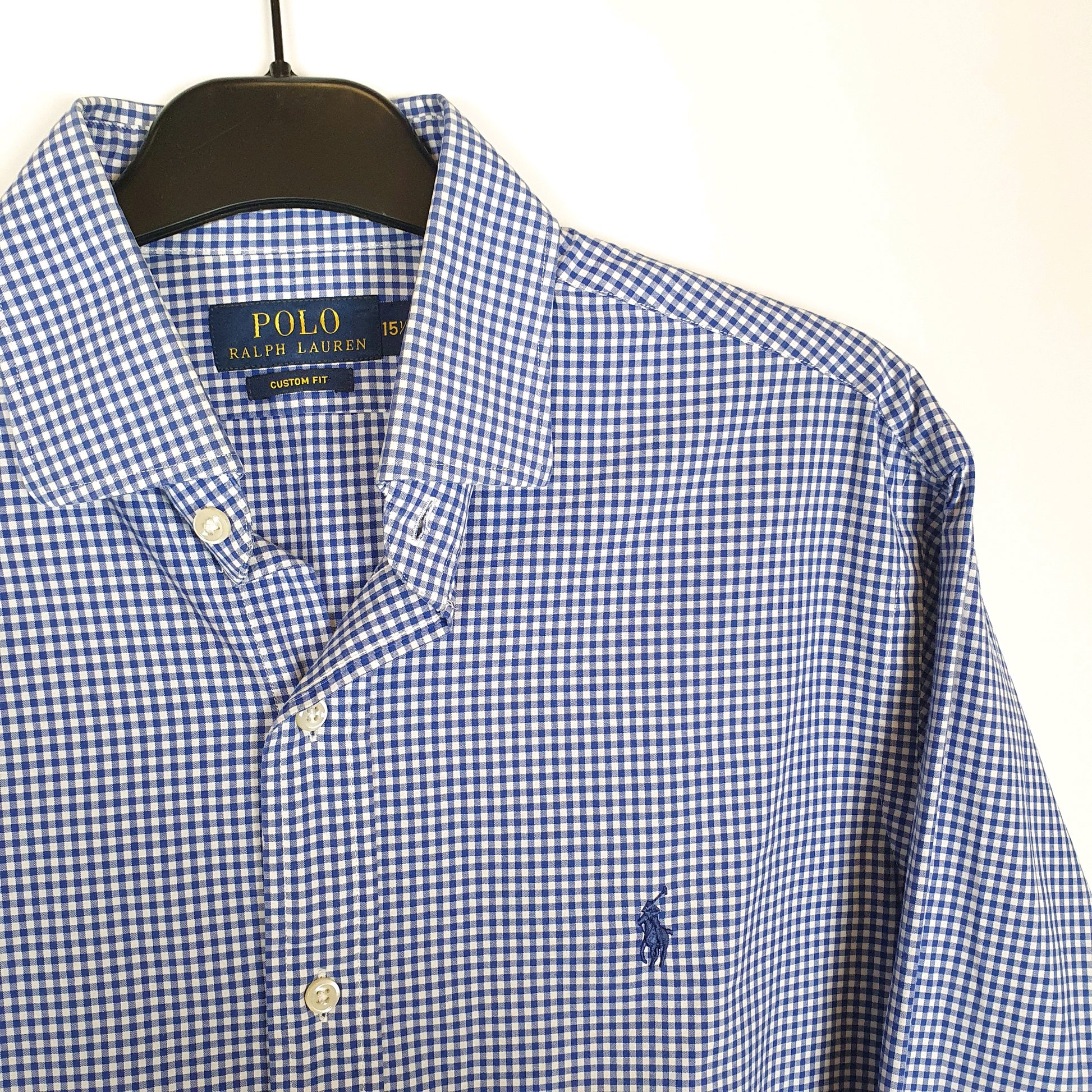 Polo Ralph Lauren Long Sleeve Custom Fit Gingham Shirt Blue