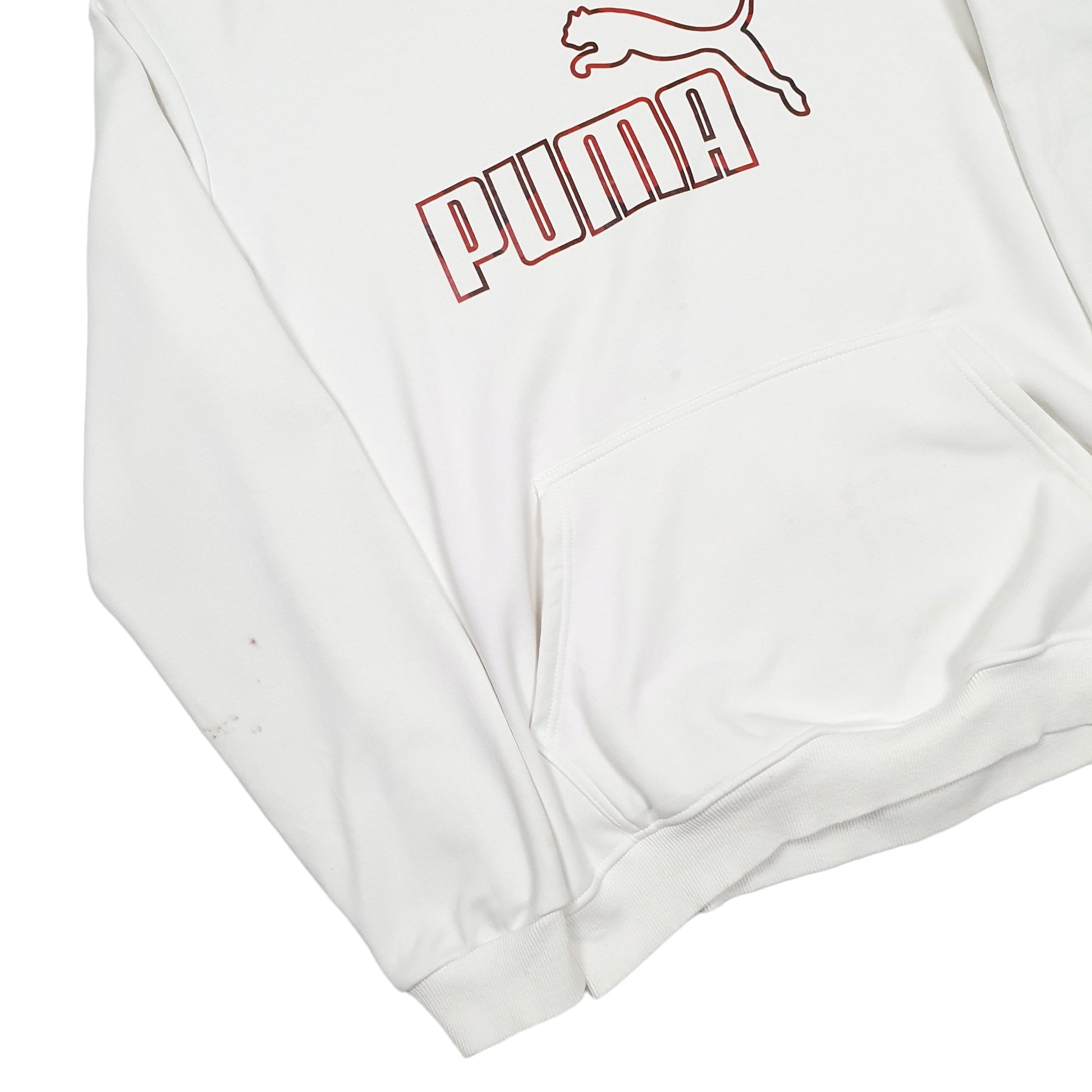 Mens White Puma Spellout Hoodie Jumper