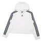 Womens White Adidas Crop Top Hoodie Jumper