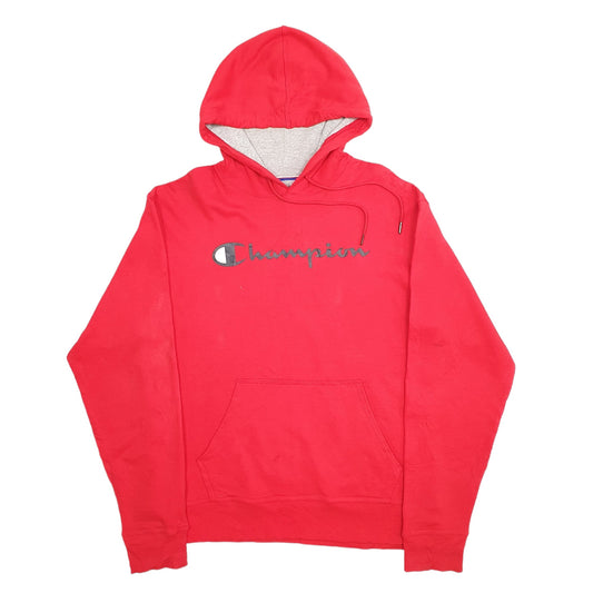 Mens Red Champion Spellout Hoodie Jumper