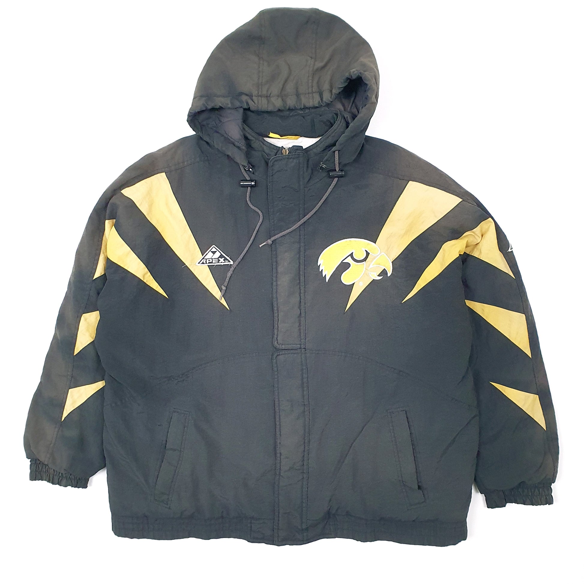 Mens Black Apex One Iowa Hawkeyes USA College Football Padded Jacket Coat
