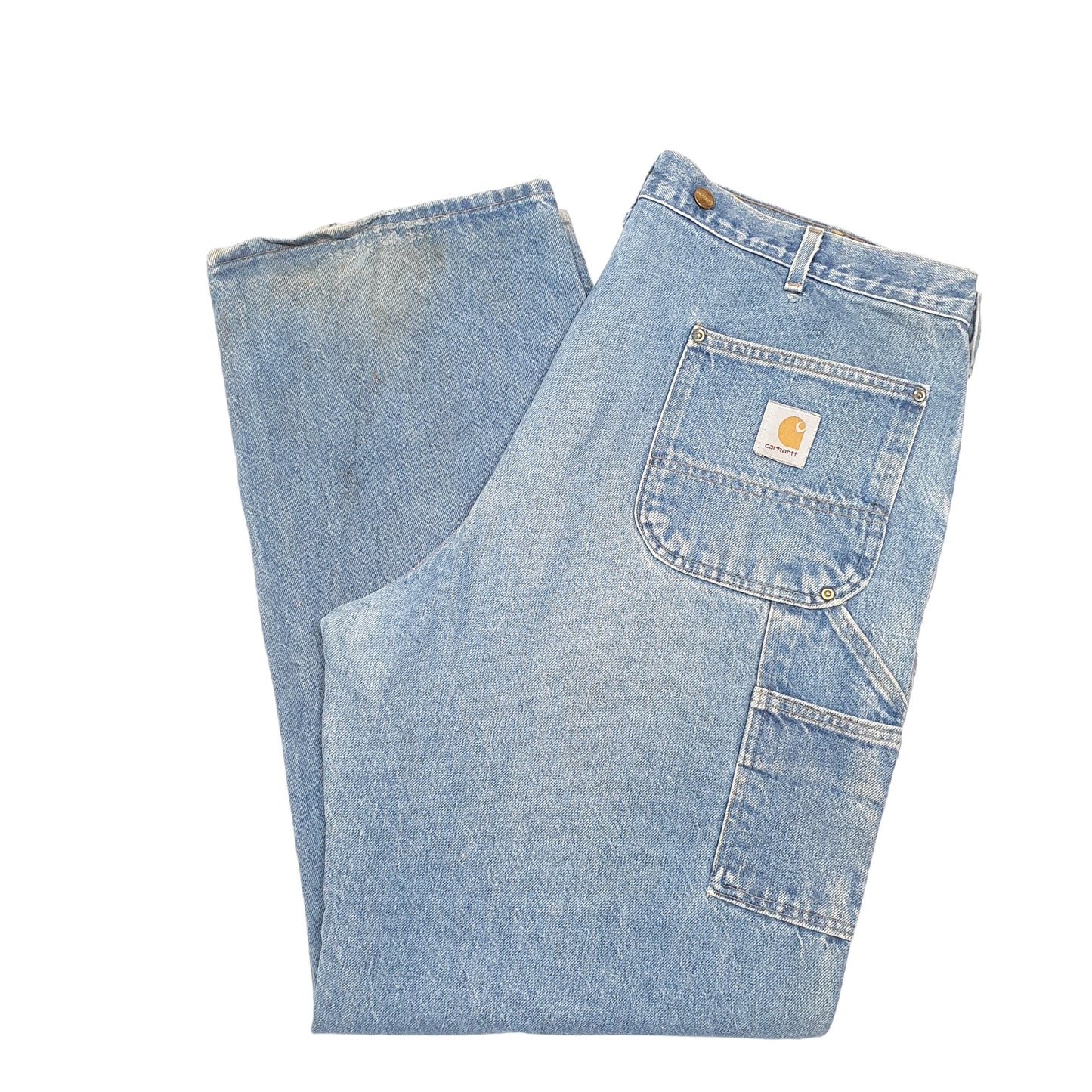 Mens Blue Carhartt Double Knee Vintage Made In USA Riveted Carpenter JeansW40 L32