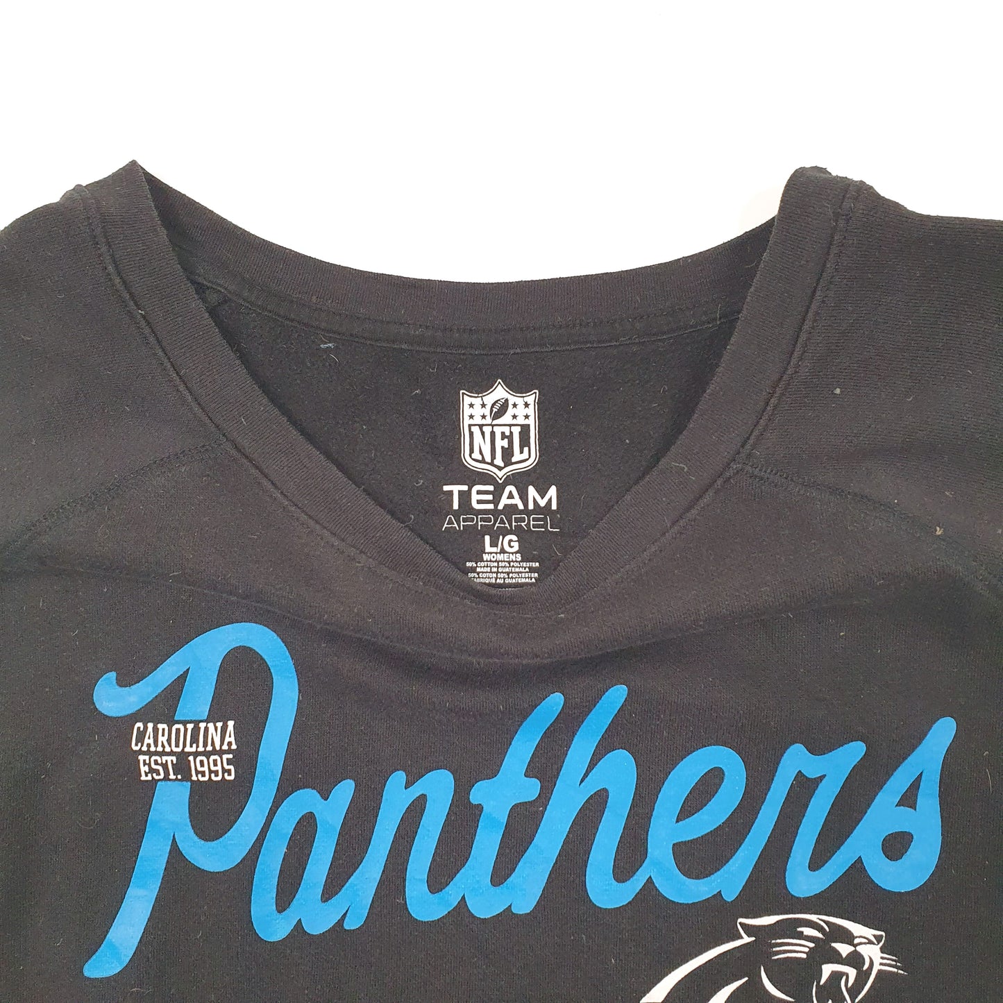 Womens Black NFL Carolina Panthers Football Crewneck Jumper