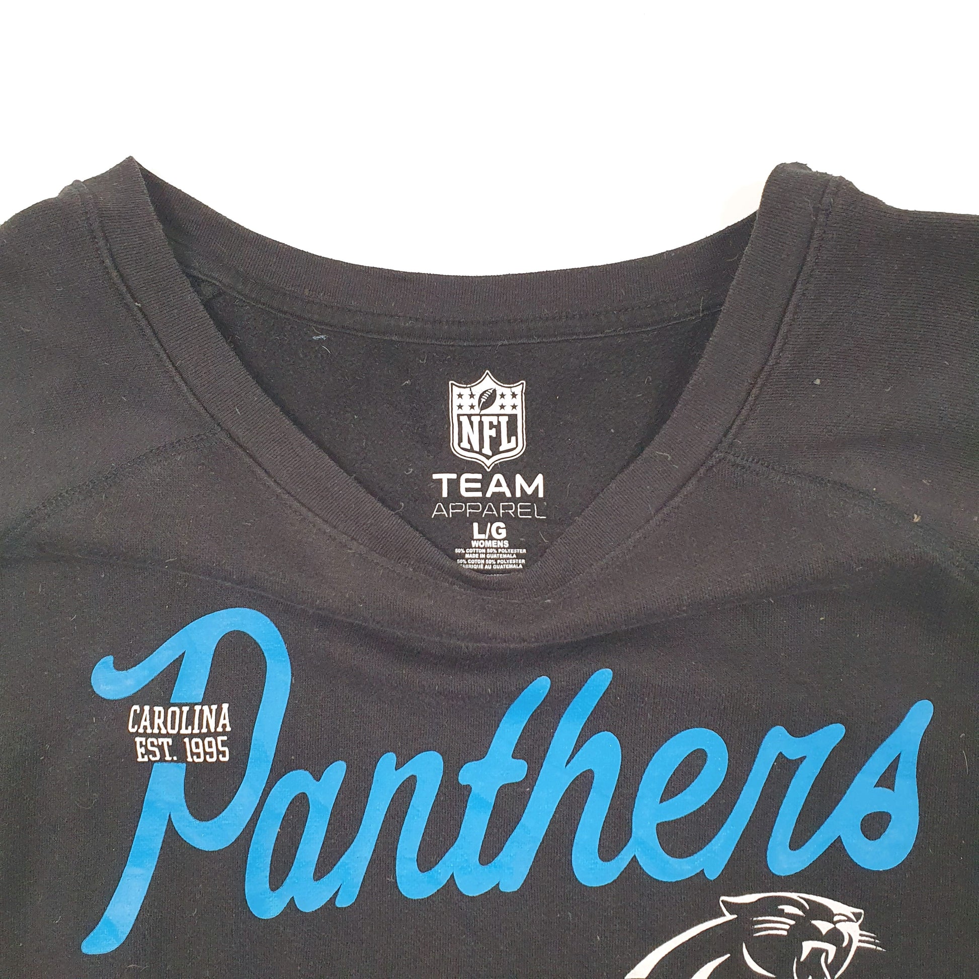Womens Black NFL Carolina Panthers Football Crewneck Jumper