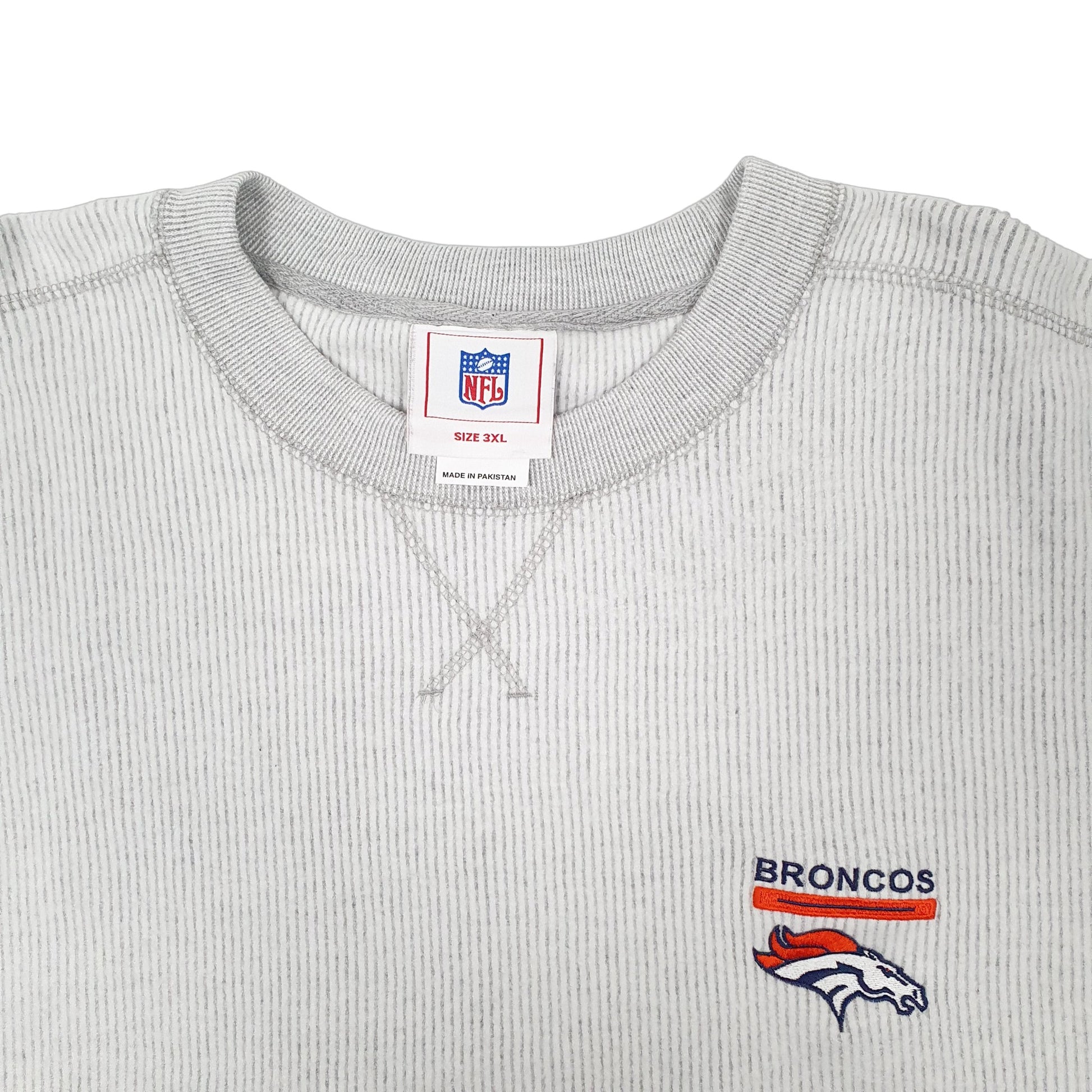 Mens Grey NFL Denver Broncos Football Crewneck Jumper