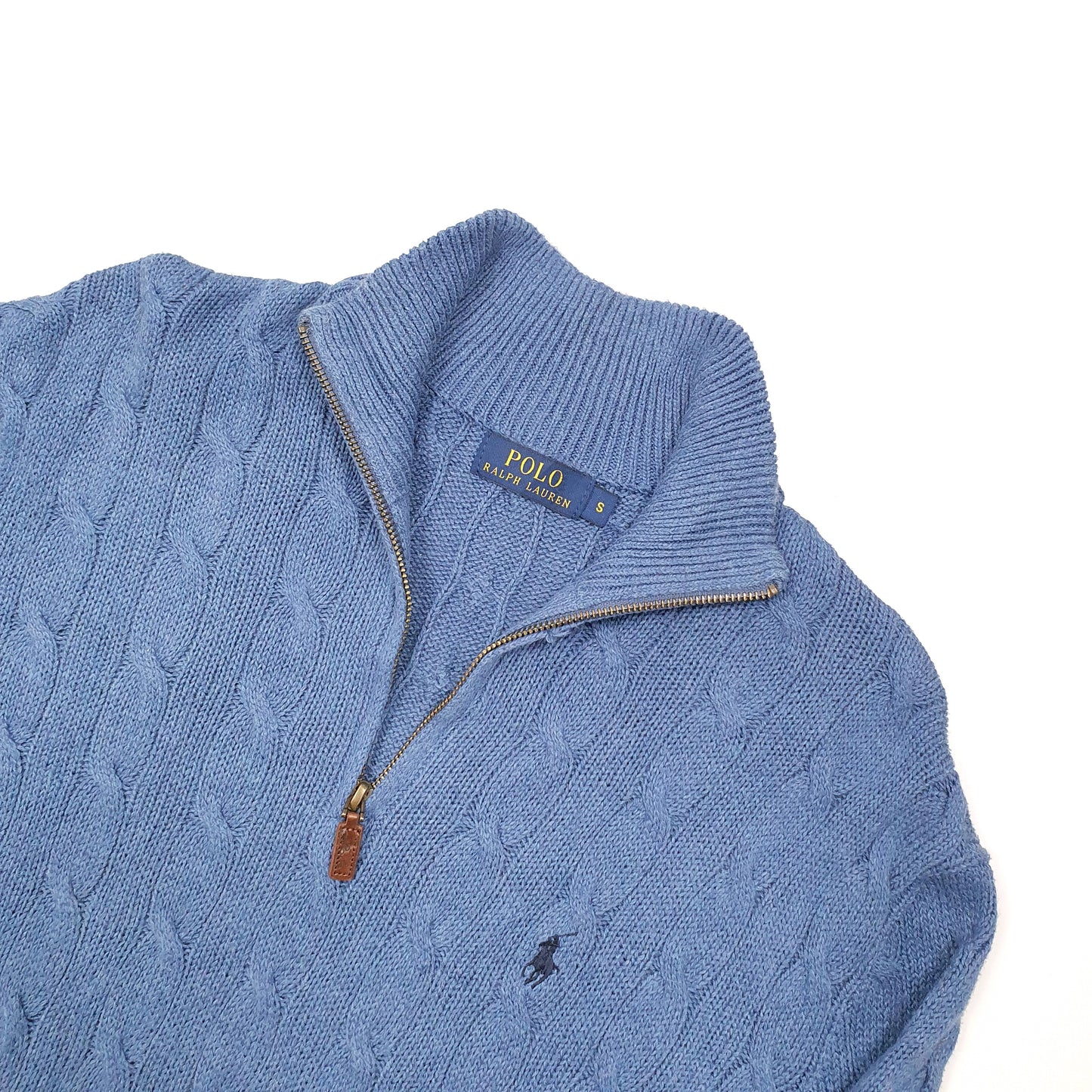 Polo Ralph Lauren Cable Knit Quarter Zip S Blue