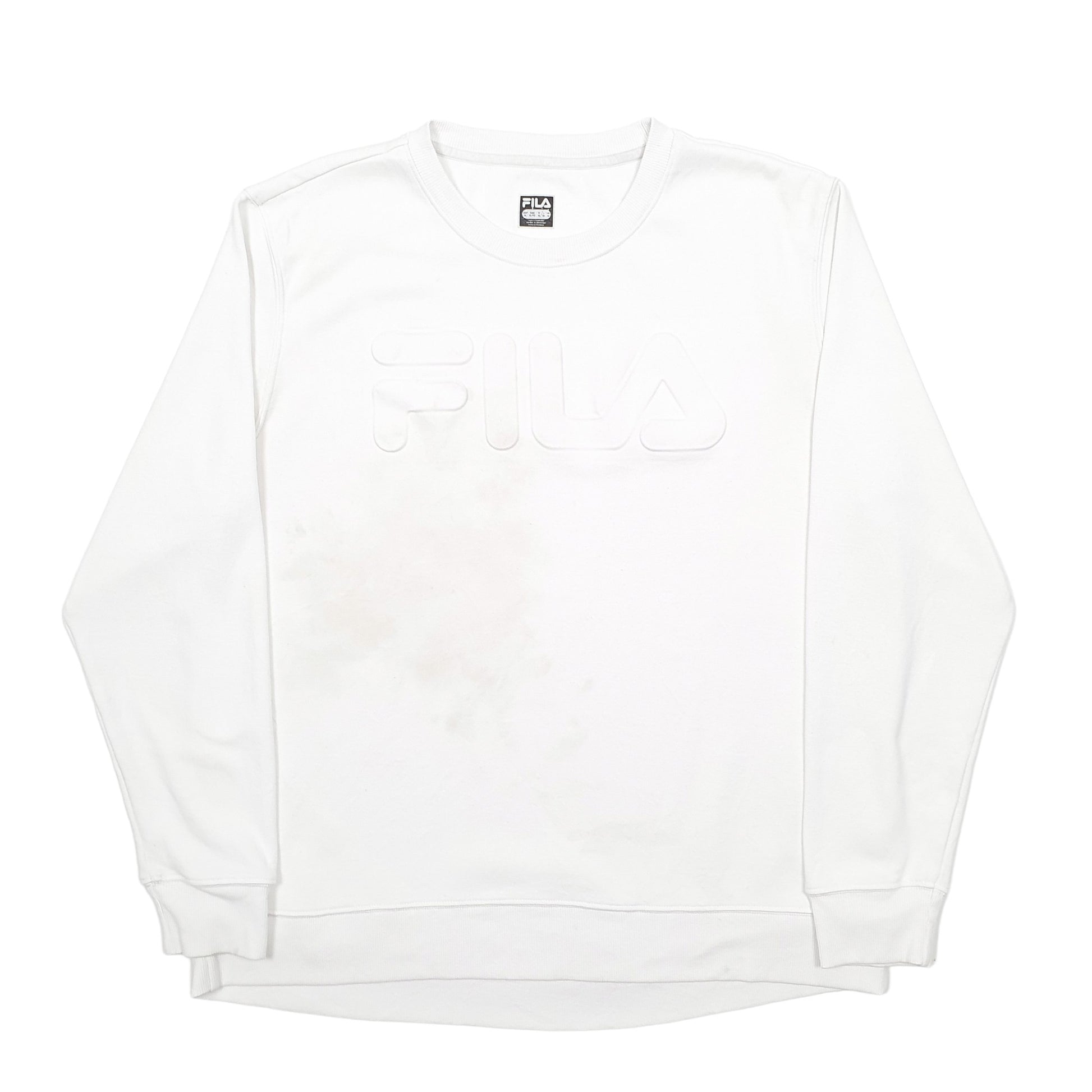 Womens White Fila Spellout Crewneck Jumper