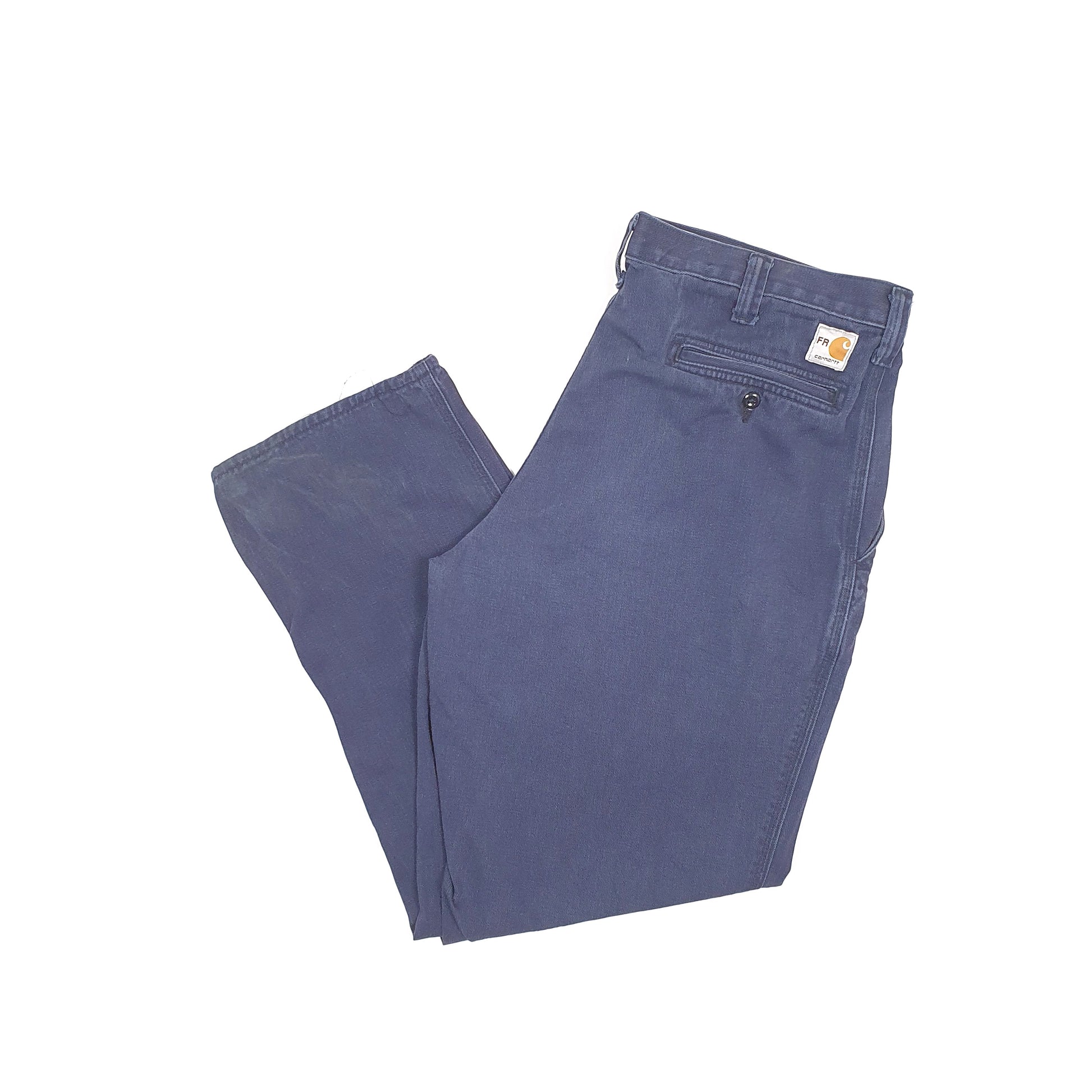 Mens Carhartt Regular Navy Chino Trousers W36 L31 Navy