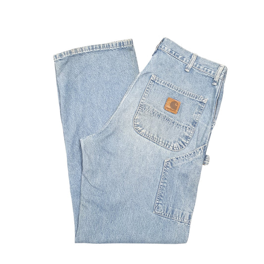 Mens Blue Carhartt Made In USA Uinon Carpenter JeansW34 L32