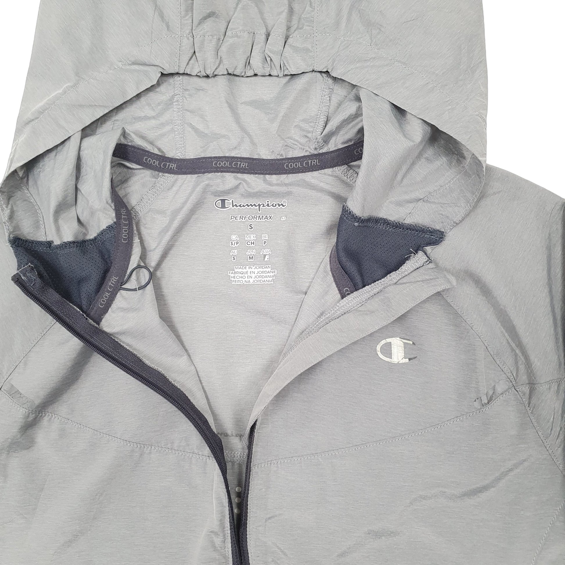 Womens Grey Champion Performax Cool Control Super Lightweight Anorak Full Zip Coat