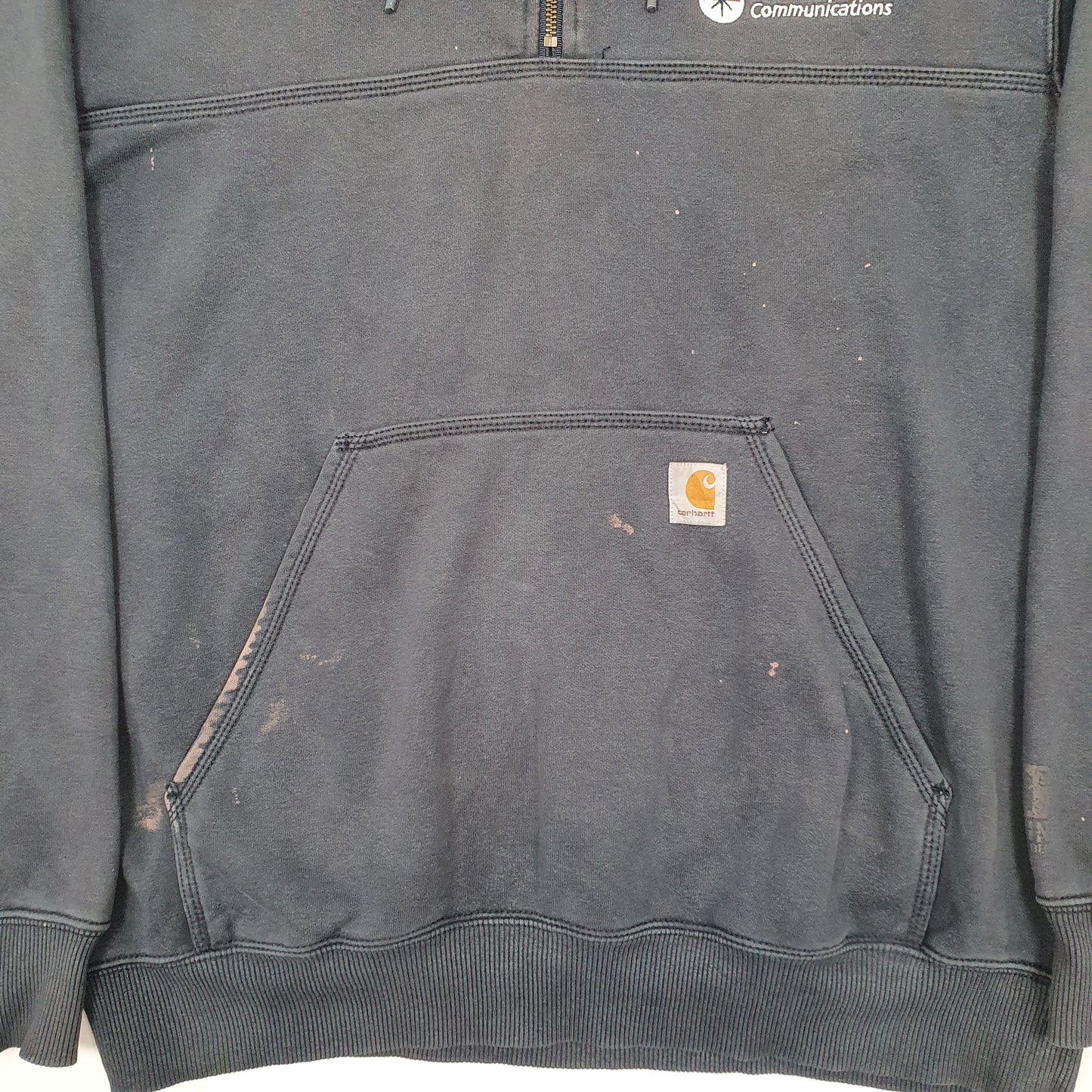 Mens Navy Carhartt Workwear Rain Defender Quarter Zip Hoodie Jumper