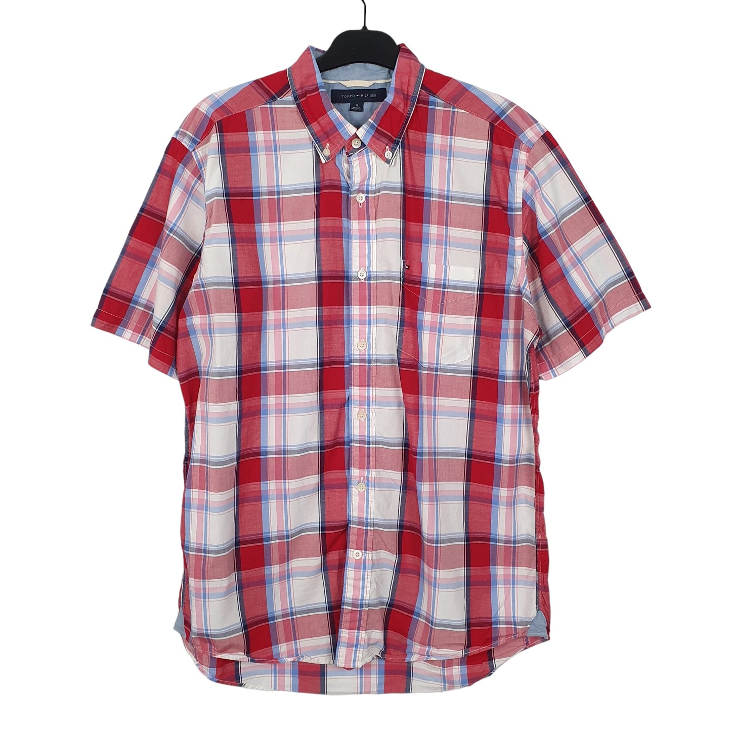 Tommy Hilfiger Short Sleeve Regular Fit Check Shirt Red