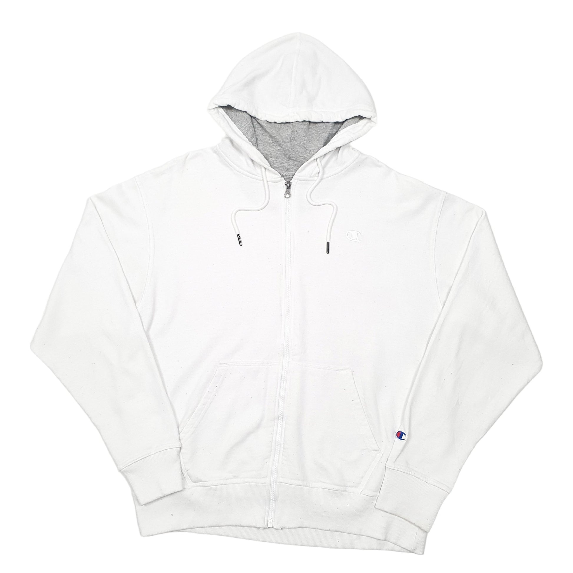 Mens White Champion Hoodie Full Zip Jumper