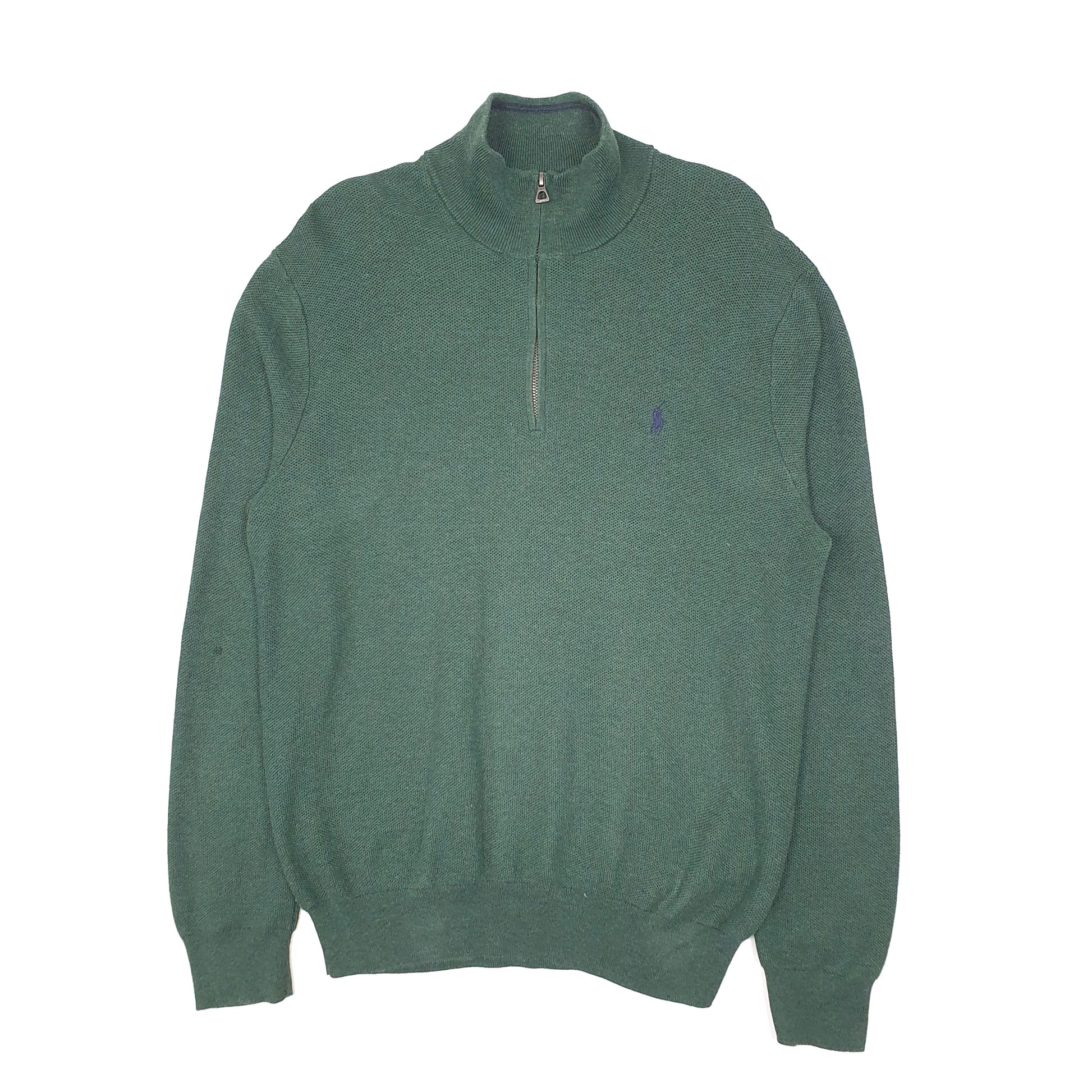 Mens Green Polo Ralph Lauren Pima Quarter Zip Jumper