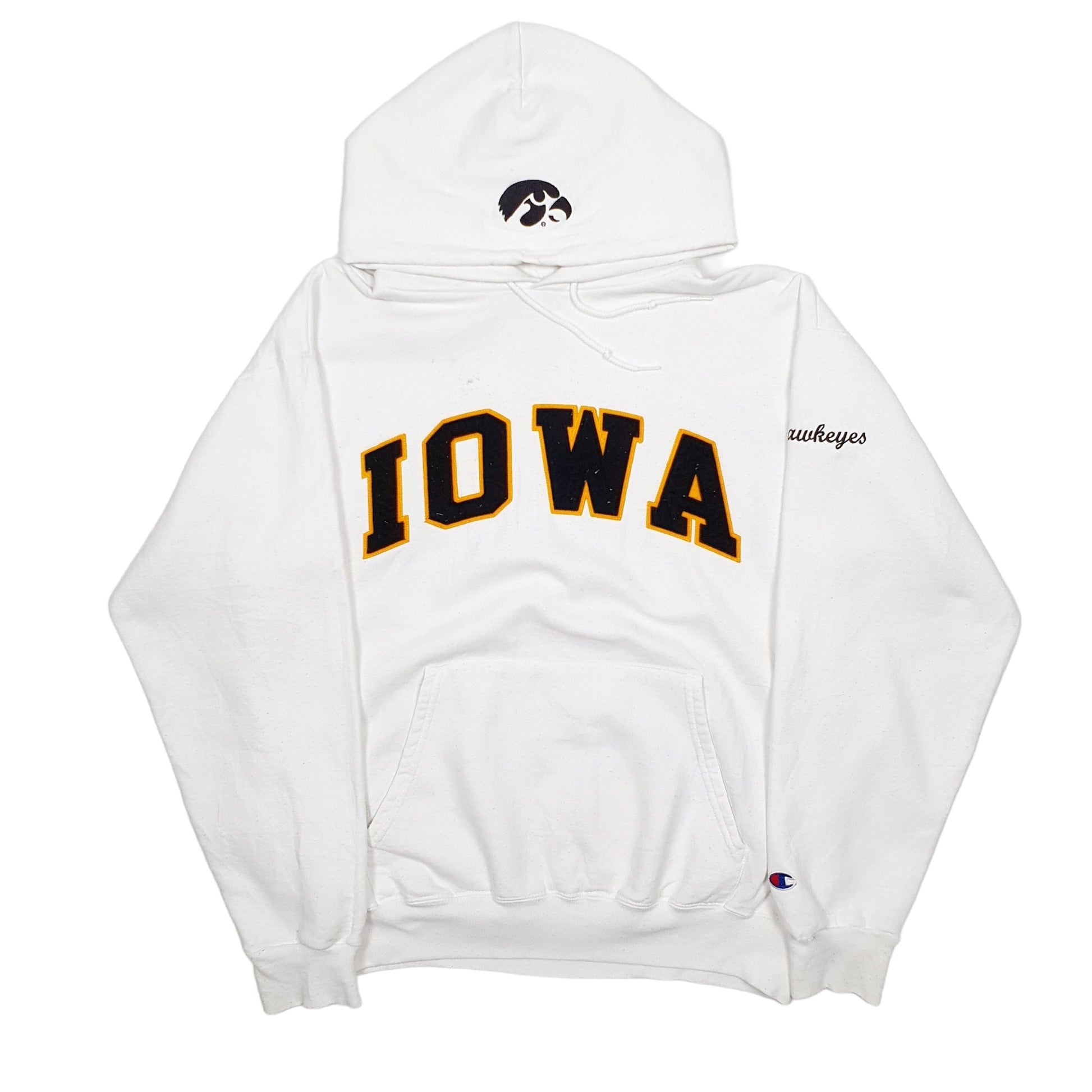 Mens White Champion IOWA Hawkeyes USA College Hoodie Jumper